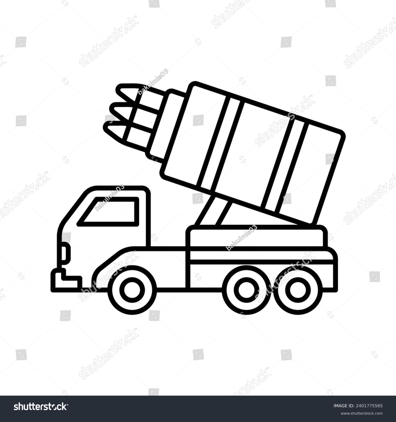 black and white rocket launcher truck clip art preview