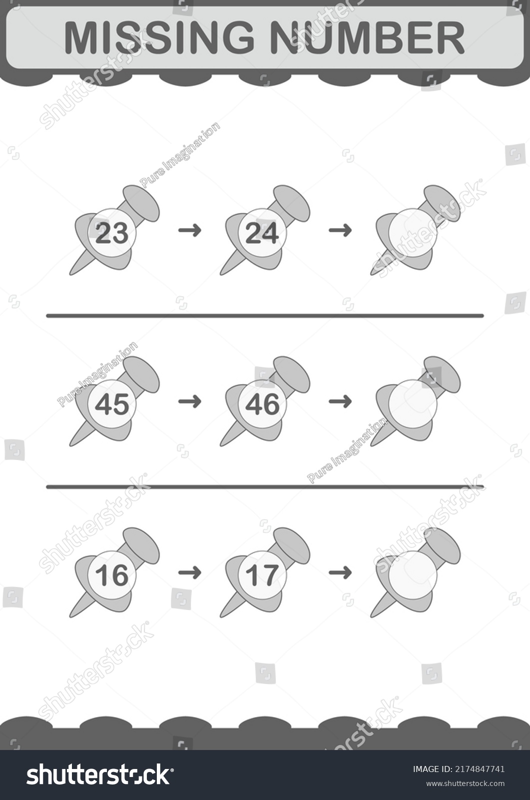 Missing Number Push Pin Worksheet Kids Stock Vector (Royalty Free) 2174847741 Shutterstock
