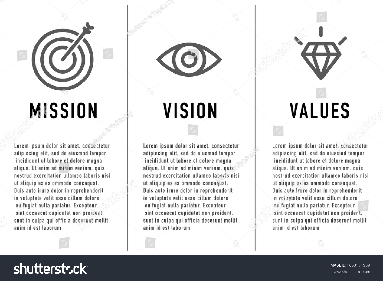 Mission Vision Values Web Page Template Stock Vector (Royalty Free ...