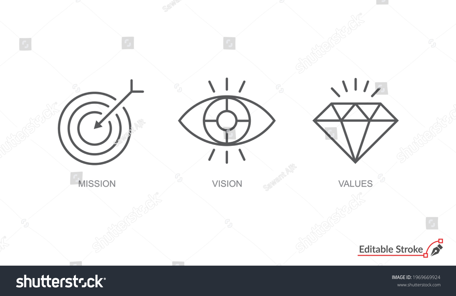 Mission Vision Values Vector Icons Stock Vector (Royalty Free ...