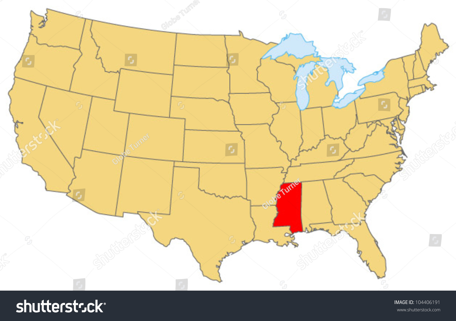 Mississippi Locate Map Stock Vector (Royalty Free) 104406191 | Shutterstock