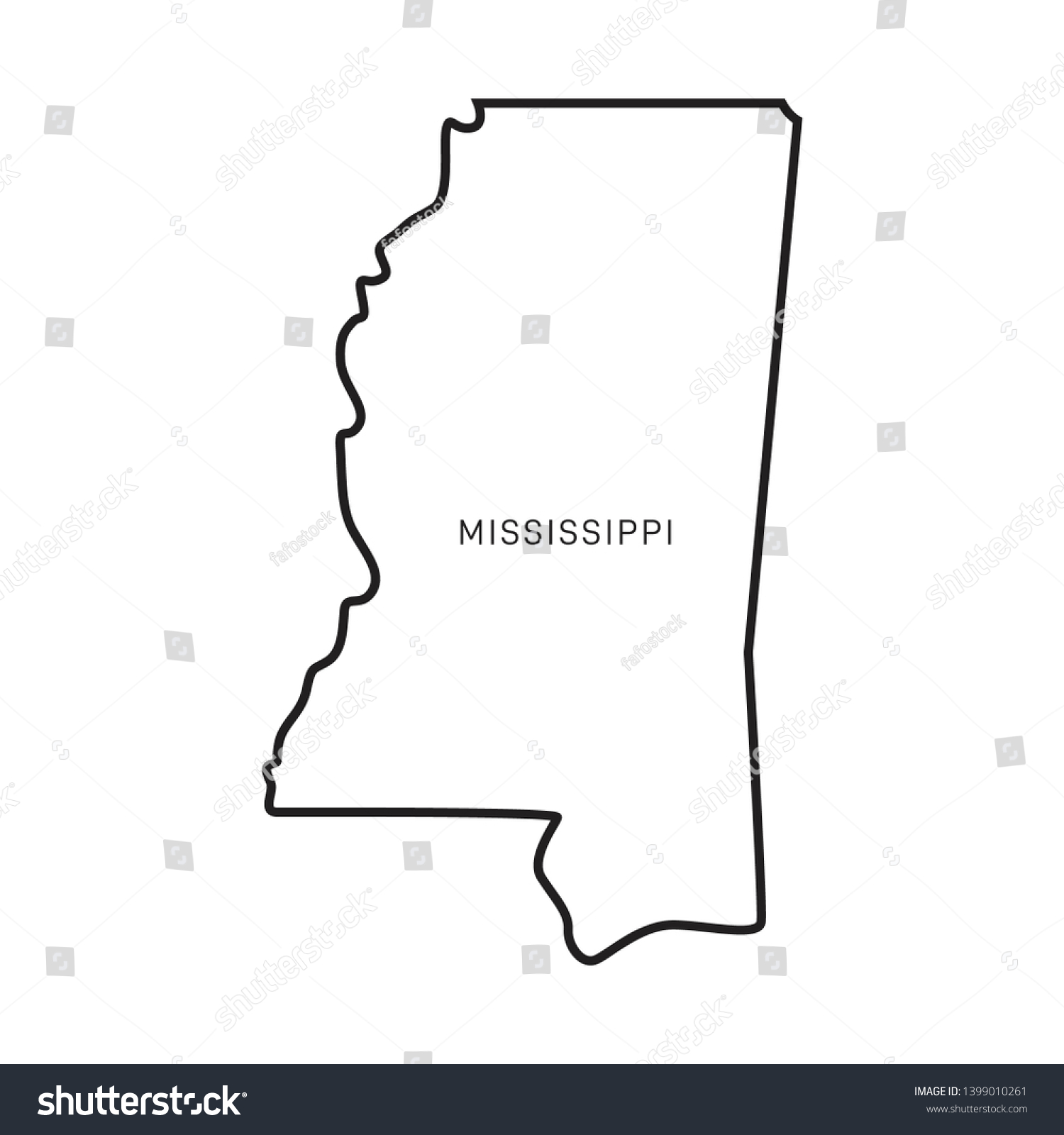 Mississippi Map Outline Vector Design Template เวกเตอร์สต็อก (ปลอดค่า