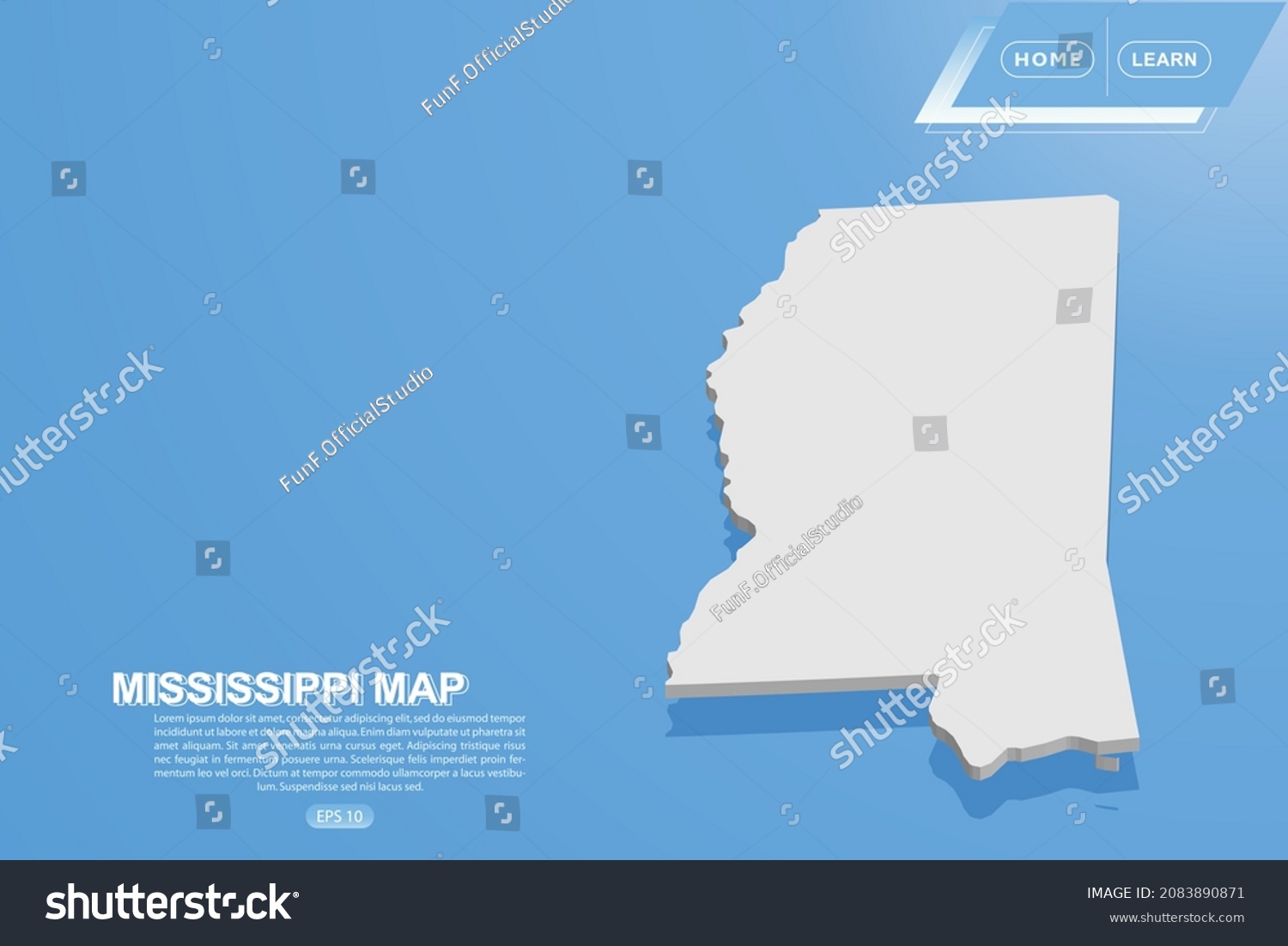 Mississippi Map Usa United States America Stock Vector Royalty Free Stock Vector Mississippi Map Usa United States Of America Map Vector Template With Isometric Style Including 2083890871