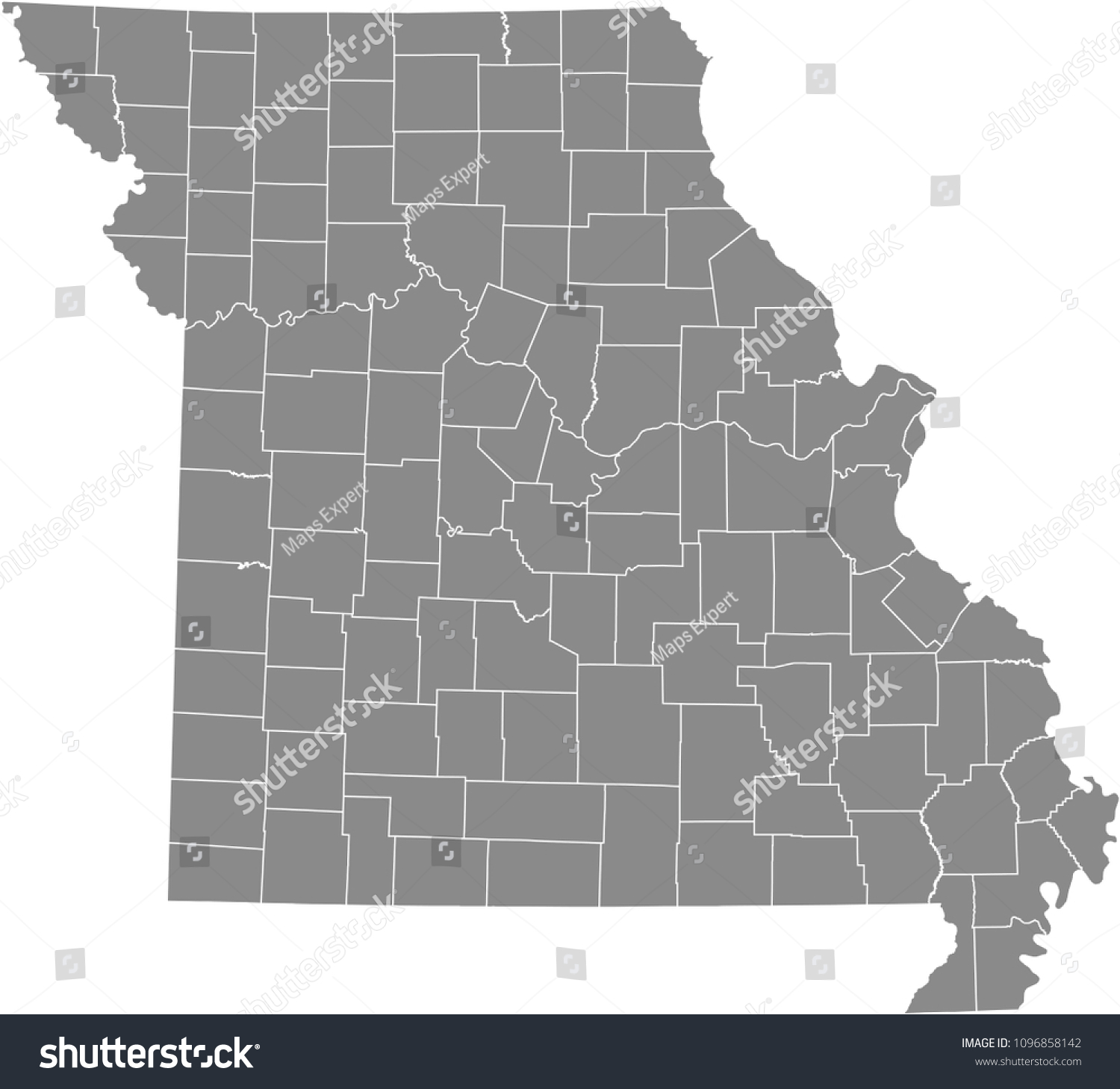 Missouri County Map Vector Outline Gray Stock Vector (Royalty Free ...