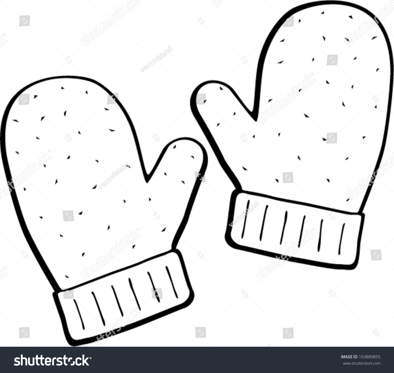 black and white mittens clip art preview