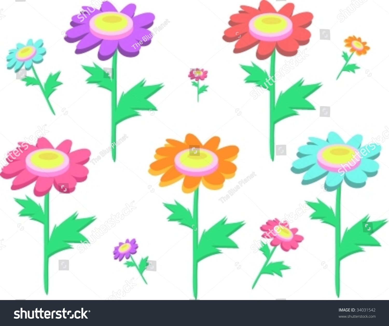 Mix Daisy Flowers Vector Stock Vector 34031542 - Shutterstock