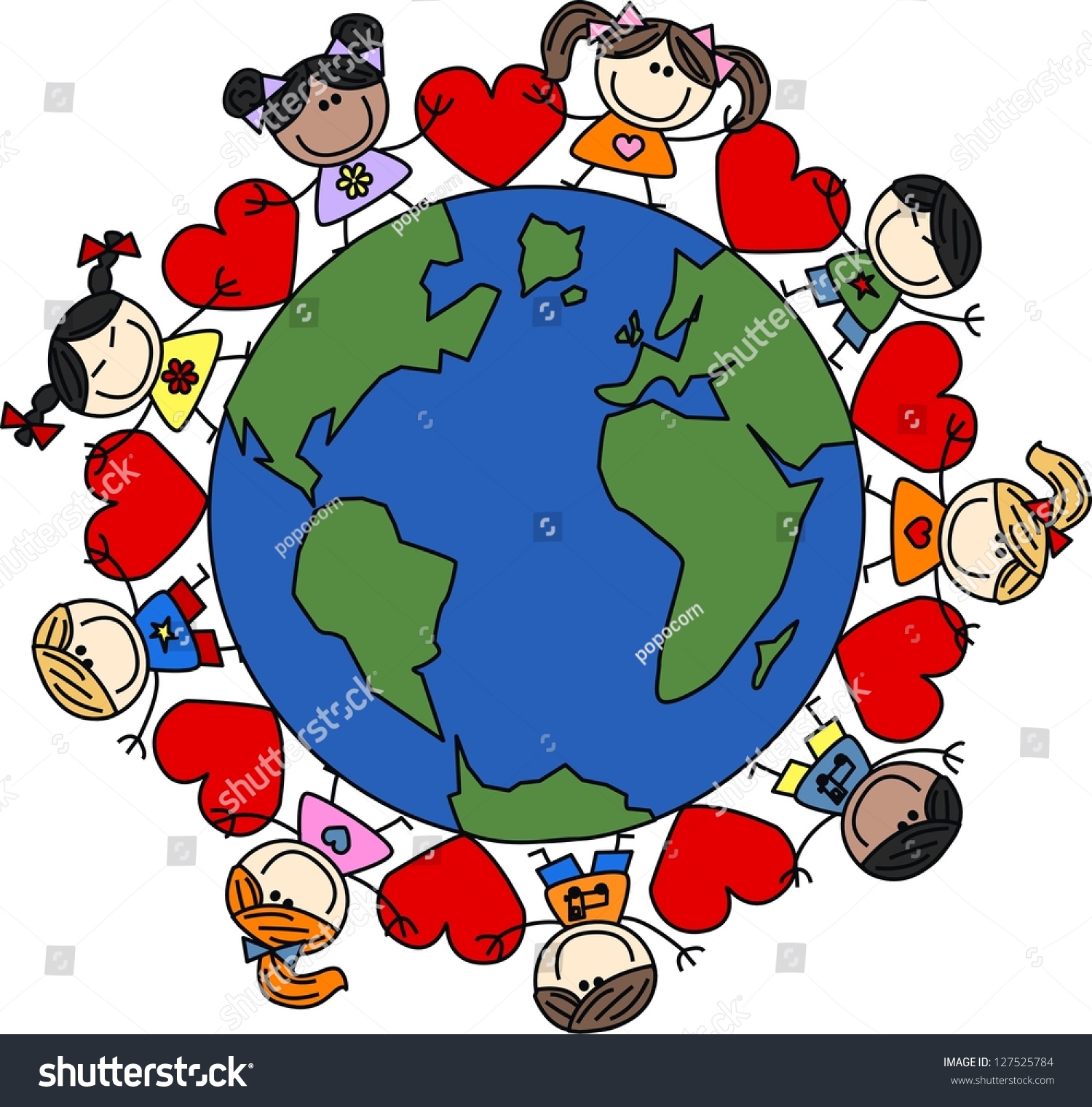 Mixed Ethnic Children Love Stock Vector Illustration 127525784 ...