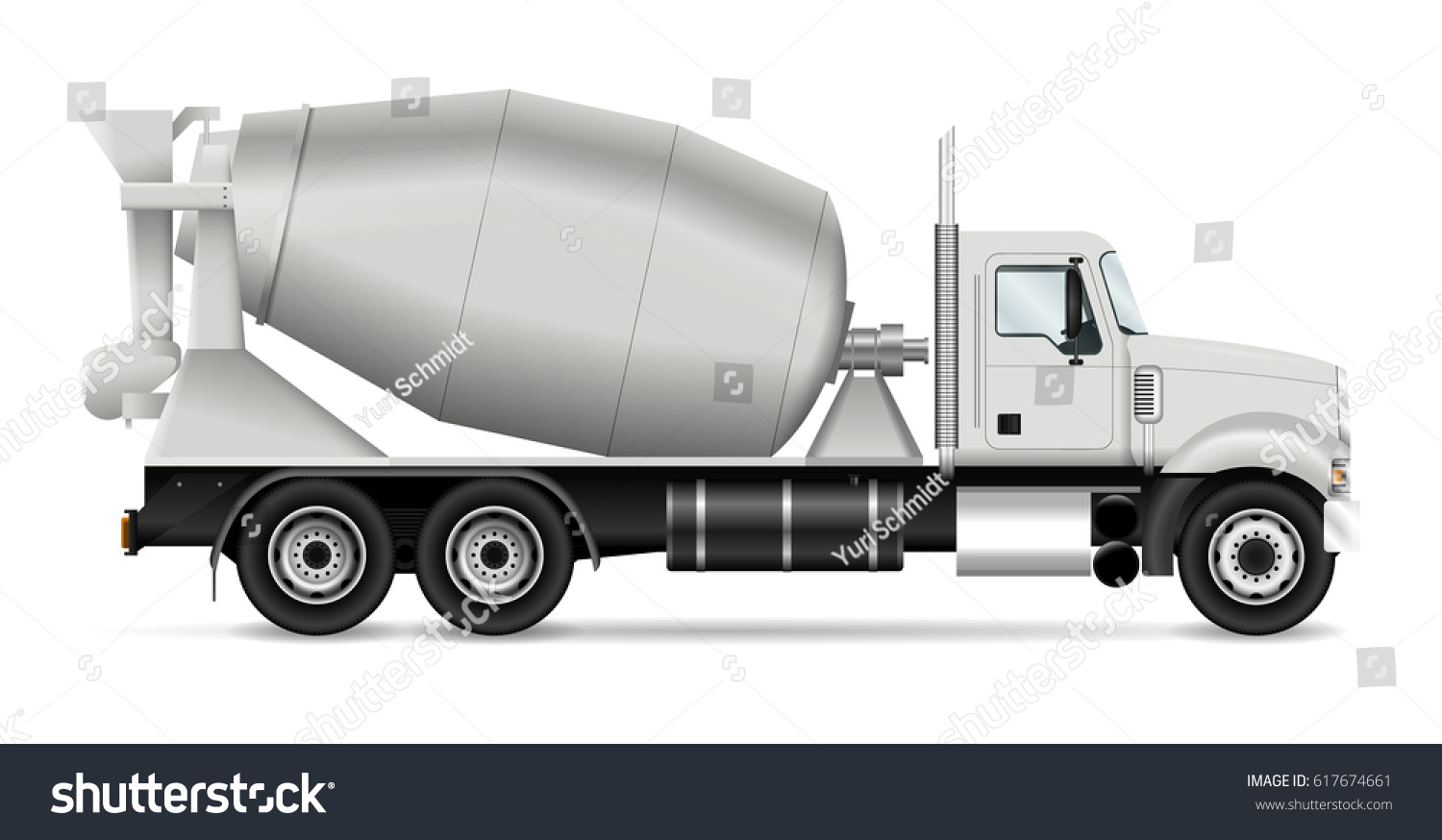 SVG of Mixer truck vector illustration, view from side. Template for corporate identity, branding and advertising. All layers and groups well organized for easy editing and recolor. svg