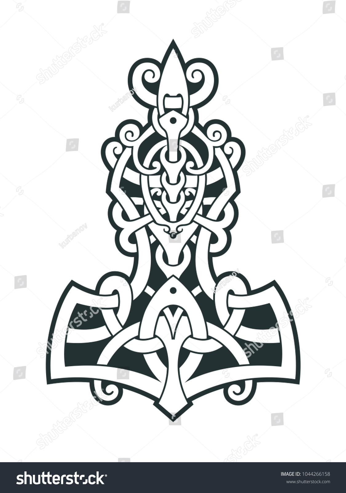 SVG of Mjollnir Thor's hammer is an amulet of Vikings. A symbol of Scandinavian mythology. Viking style tattoo. Scandinavian knots. svg
