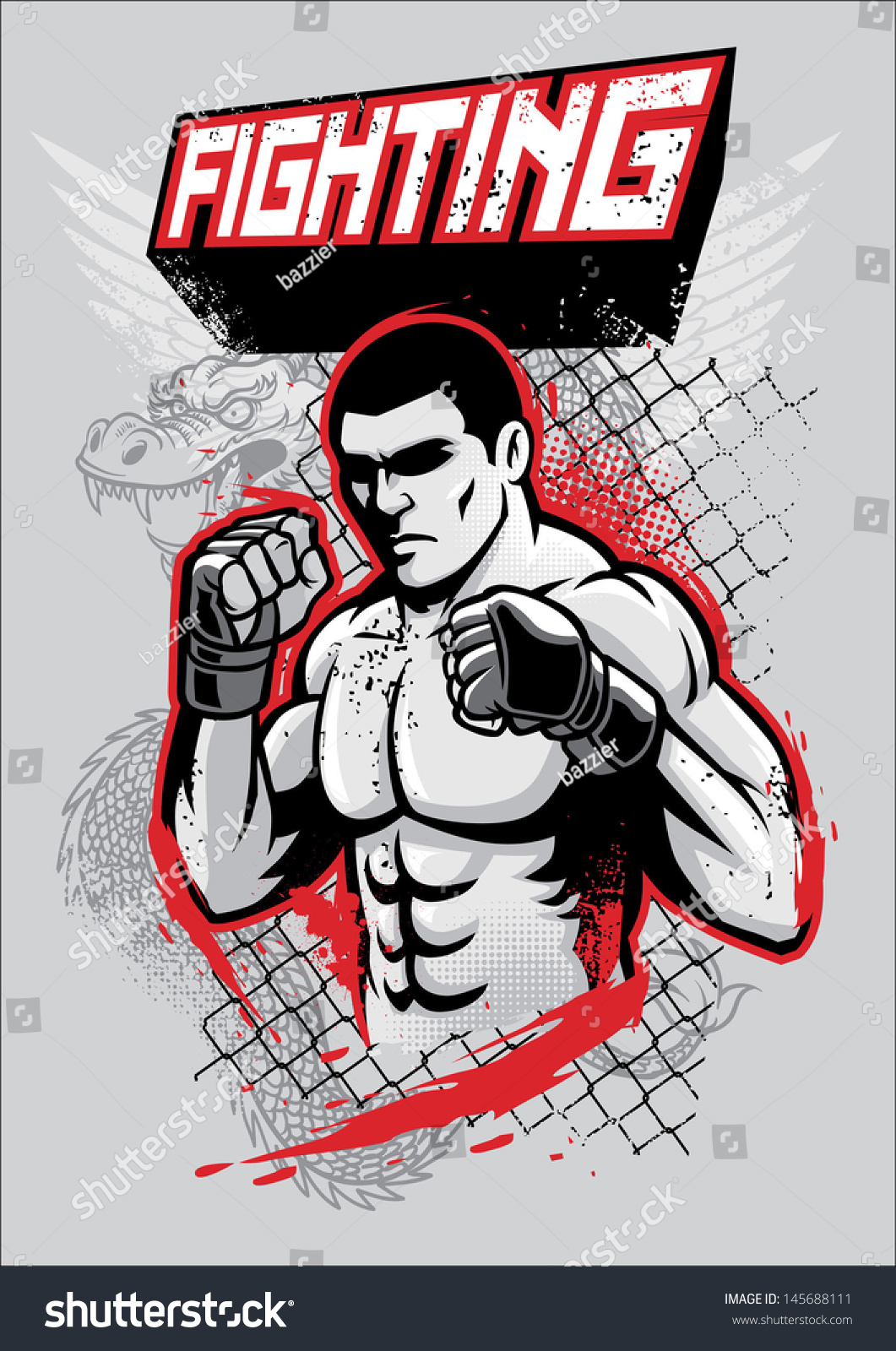 t shirt vector poster Mma 145688111 Stock  Shutterstock Fighter Design Vector