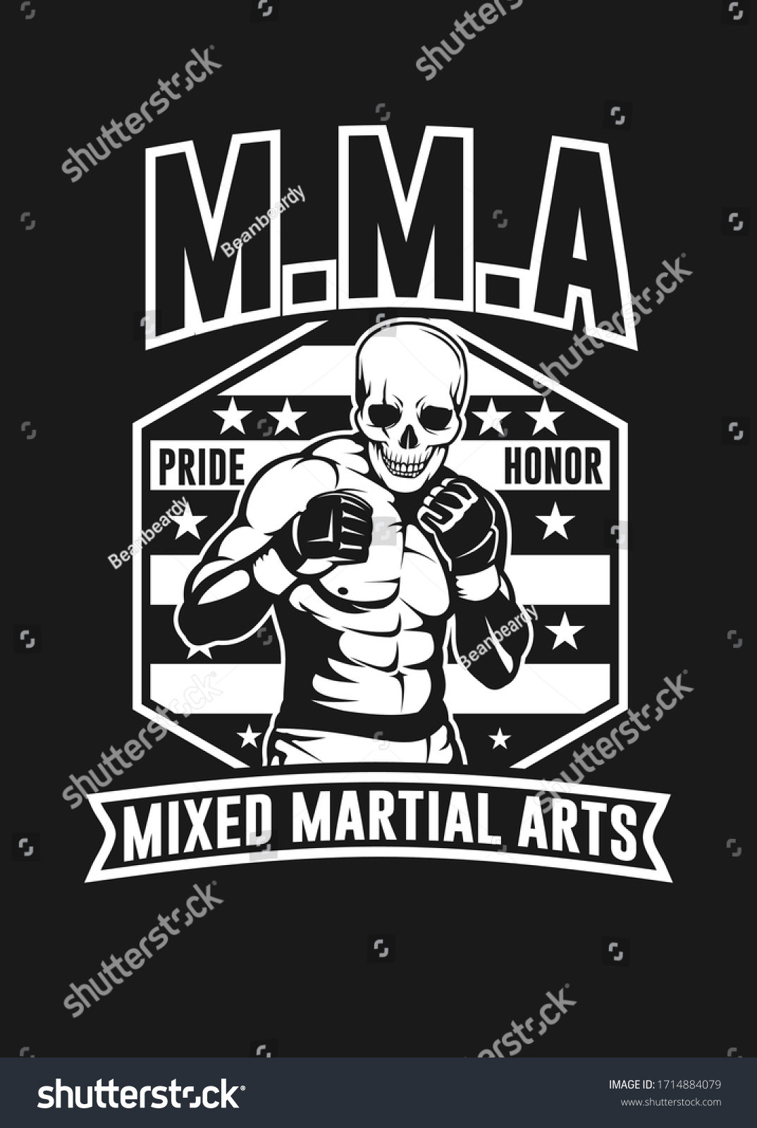 Mma Skull Vector Illustration Black White Stock Vector (Royalty Free ...