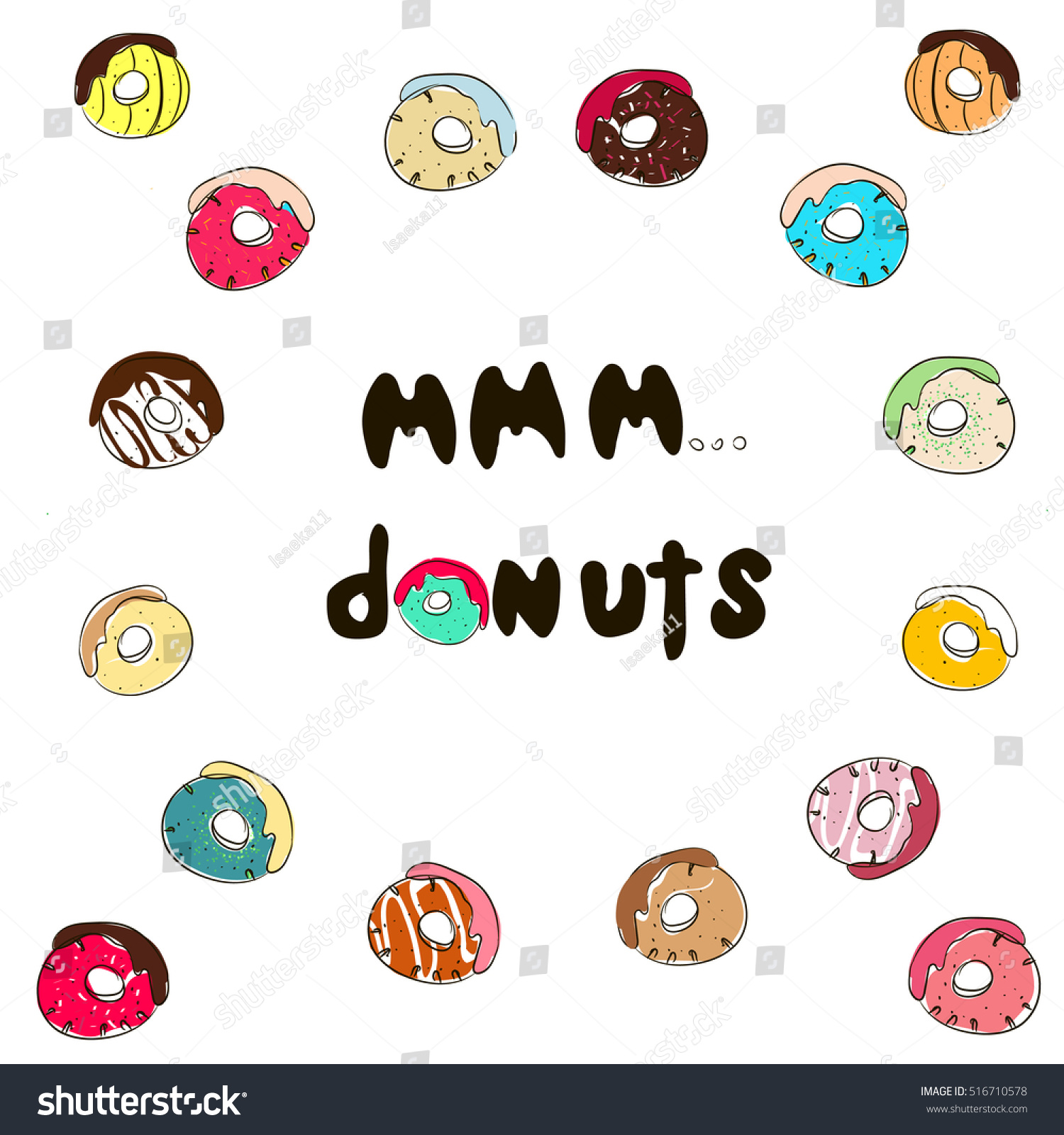 Mmm Donuts Inscription Stock Quotes Donuts Stock Vector Royalty Free 516710578 Shutterstock