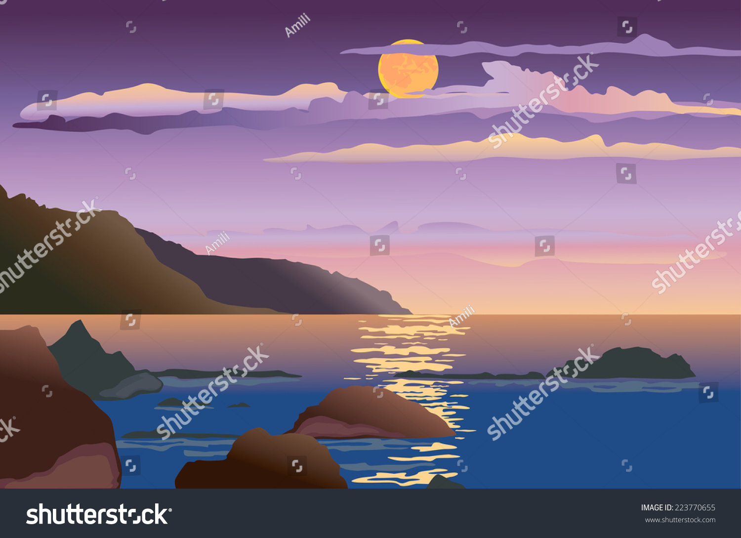 Mmonlight Night Stock Vector 223770655 Shutterstock