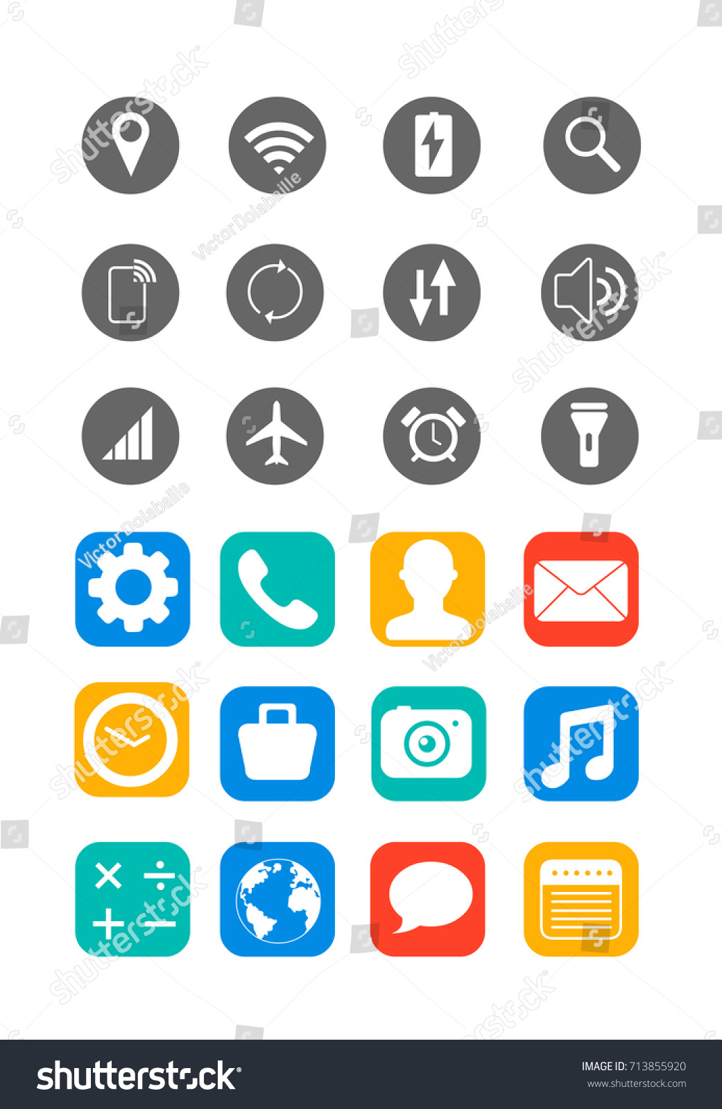 Mobile App Icons Stock Vector (Royalty Free) 713855920 | Shutterstock