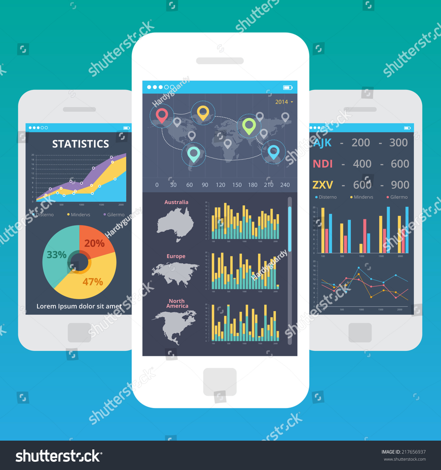 statistic template table Finance Mobile Statistics Vector App Stock Kit Ui