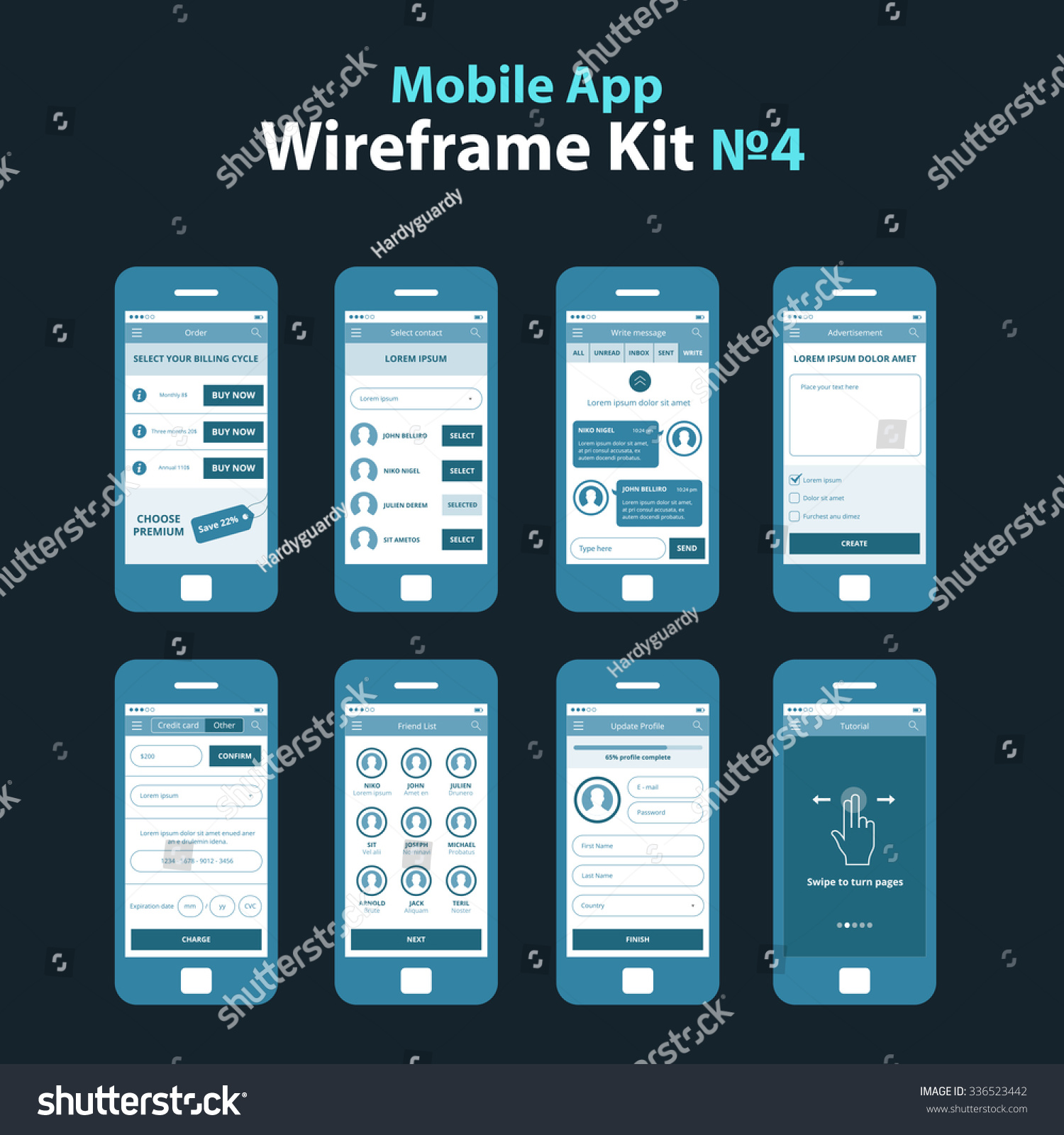 Mobile App Wireframe Ui Kit 23 Stock Vector (Royalty Free) 33652323232