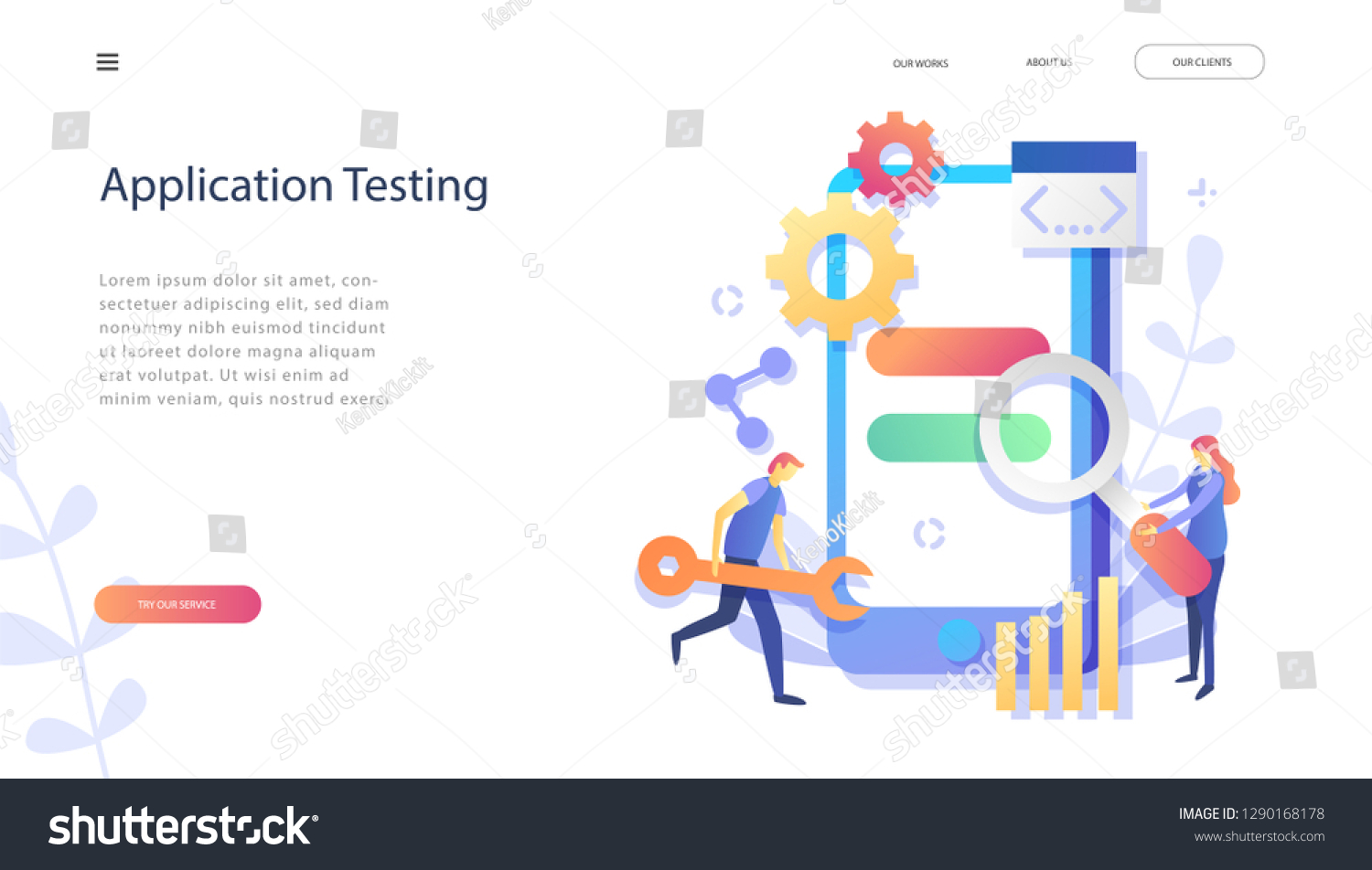 Mobile Application Development Testing Flat Vector Stock Vector Mobile Application Development Testing Flat Vector Stock Vector