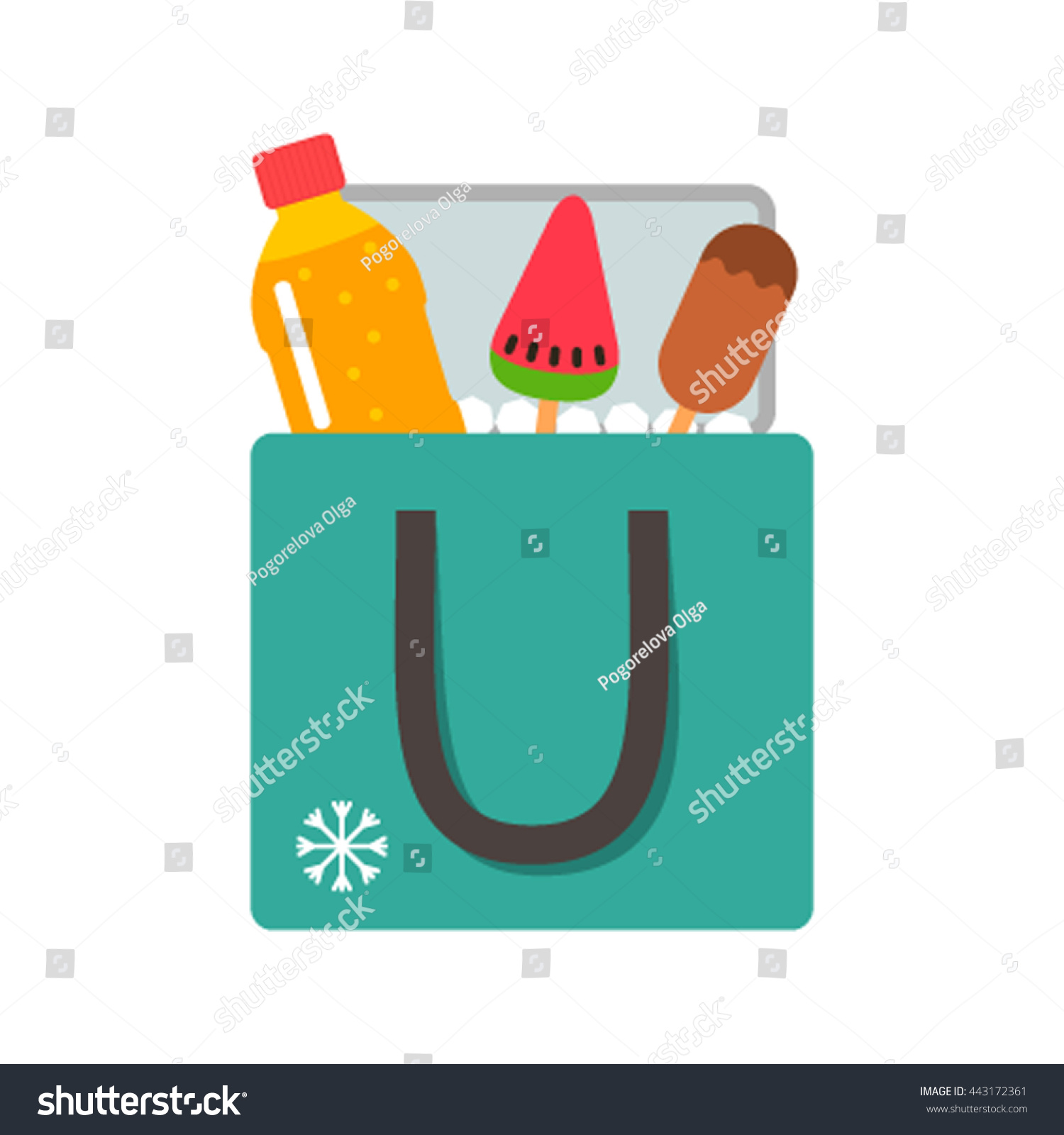 SVG of mobile bag refrigerator with ice-cream and juice flat vector illustration isolate on a white background svg