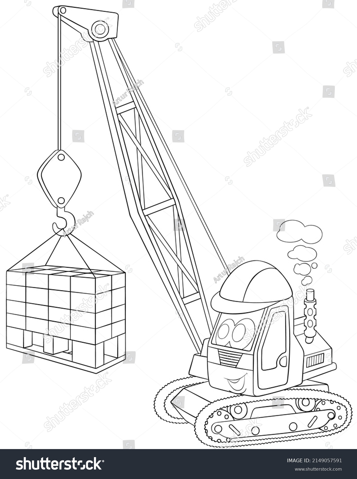 Mobile Crane Element Coloring Page Cartoon Stock Vector (Royalty Free