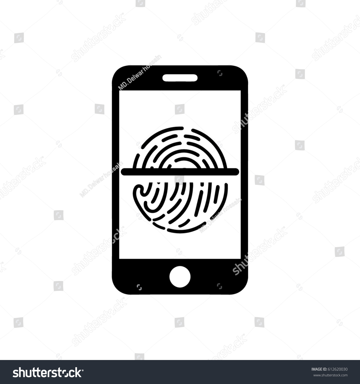 Mobile Fingerprint Icon Stock Vector (Royalty Free) 612620030 ...