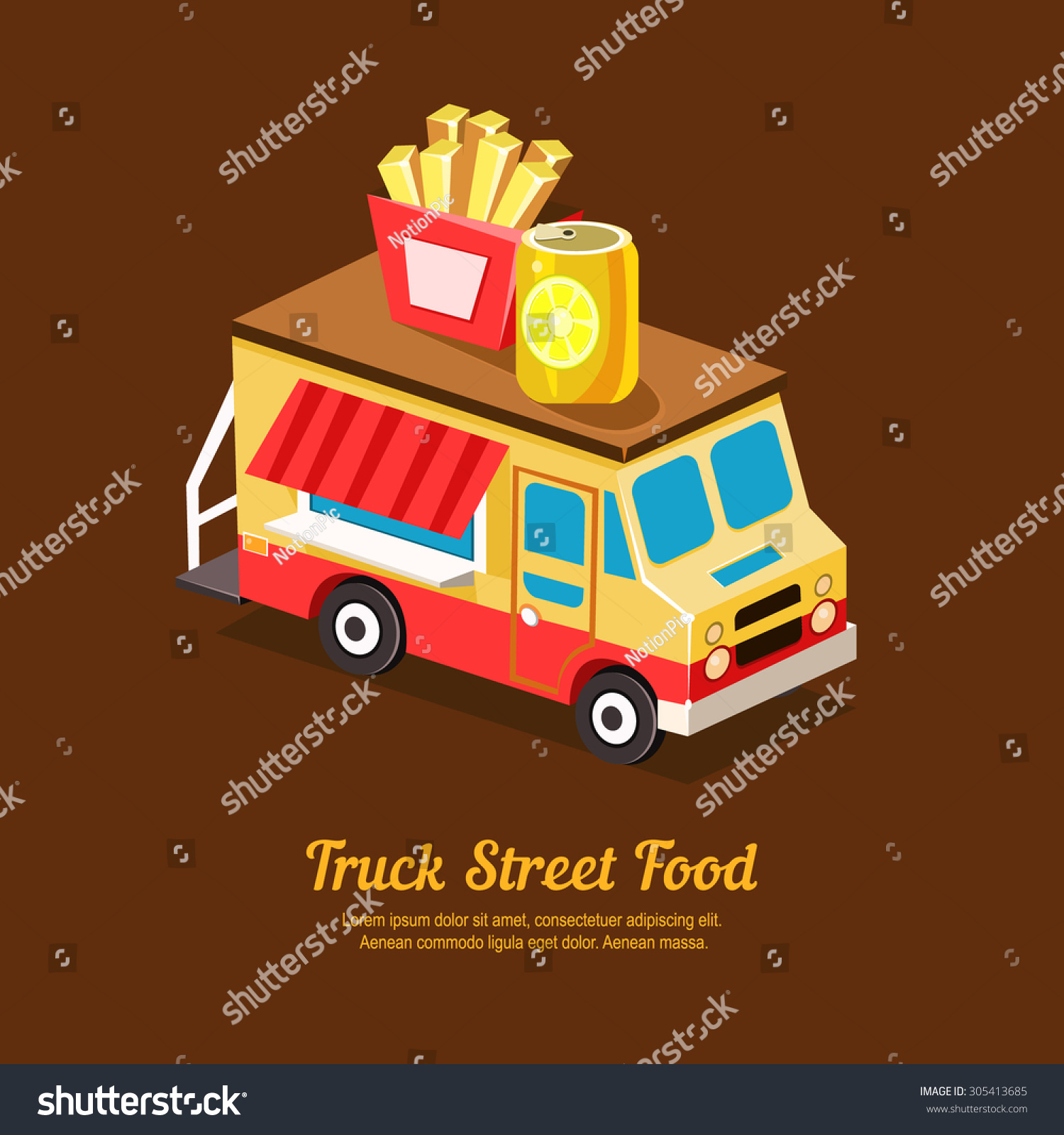 Mobile Food Van Food Truck Vector Stock Vector 305413685 - Shutterstock