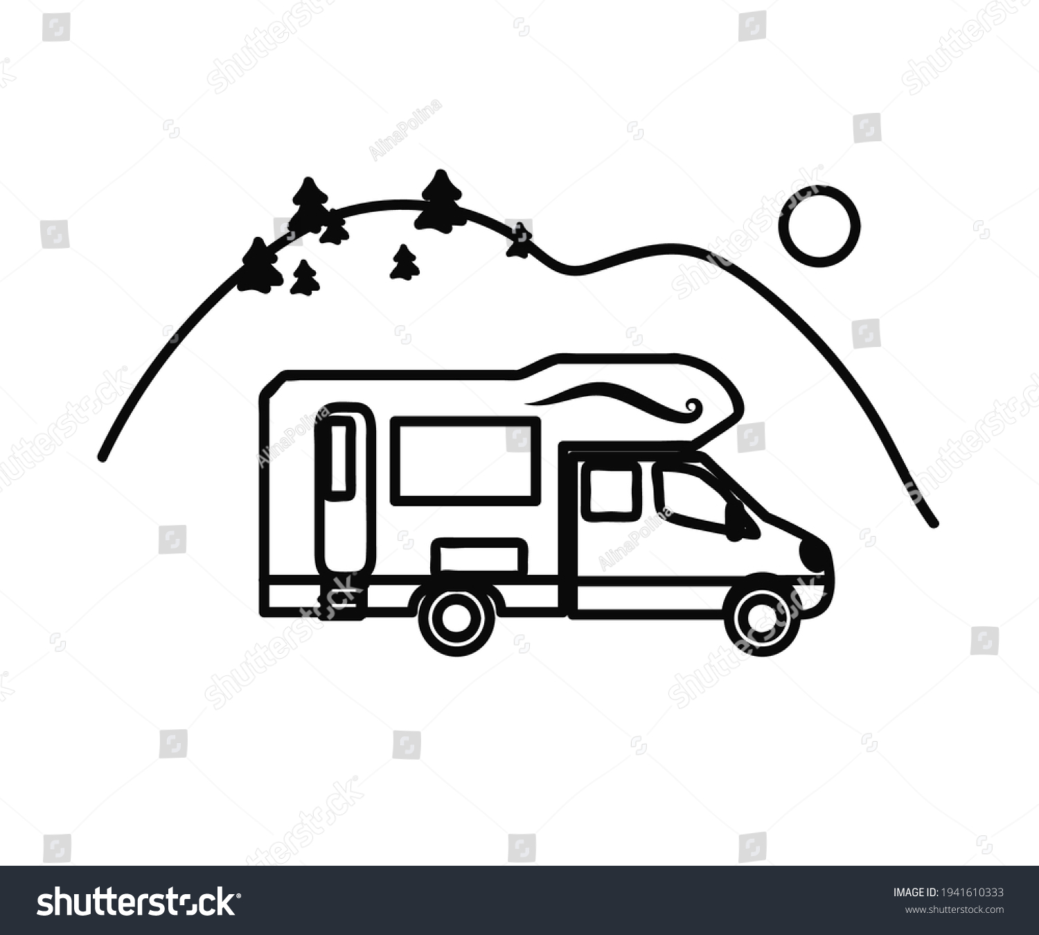 Mobile Home Nature Silhouette Vector Illustration Stock Vector (Royalty ...