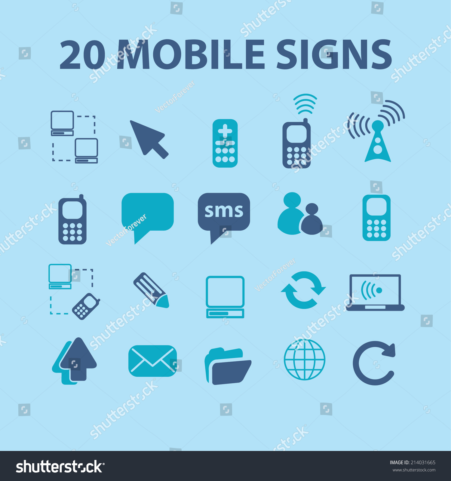 Mobile Icons Signs Set Vector Stock Vector (Royalty Free) 214031665 ...