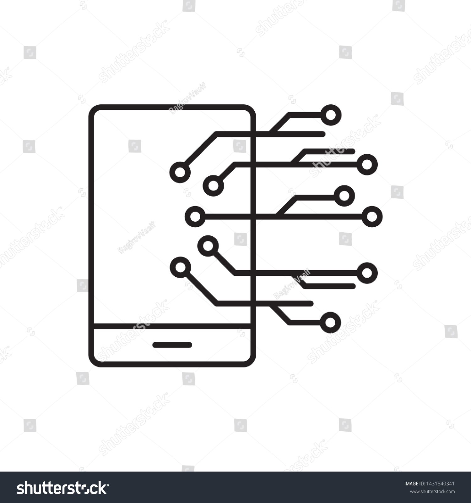 Mobile Smart Icon Vector Artificial Intelligence Stock Vector (Royalty ...