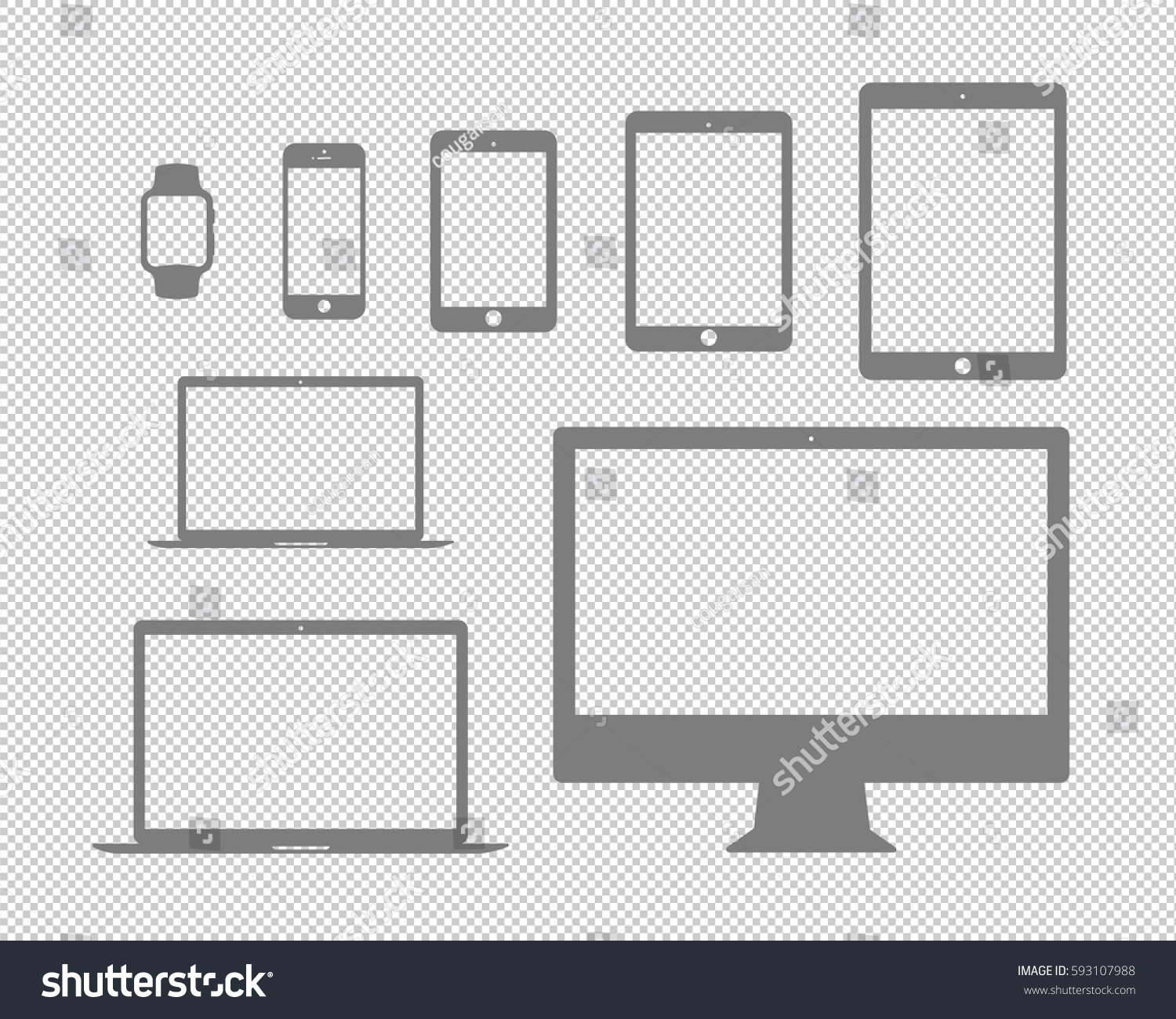 SVG of mobile, tablet, laptop, computer and the watch flat icon set  svg