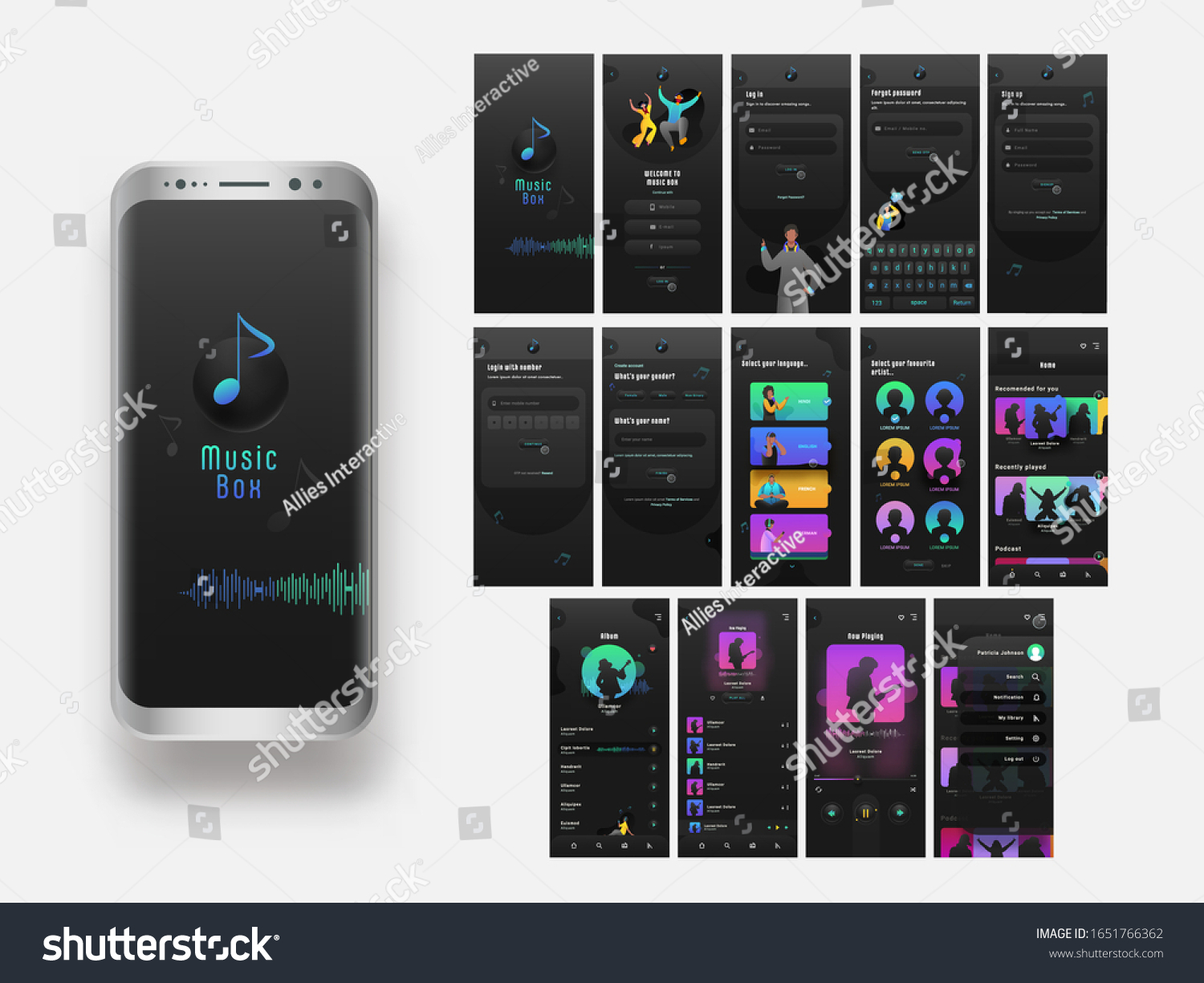 Mobile Ui Kit Music Box Multiple Stock Vector Royalty Free