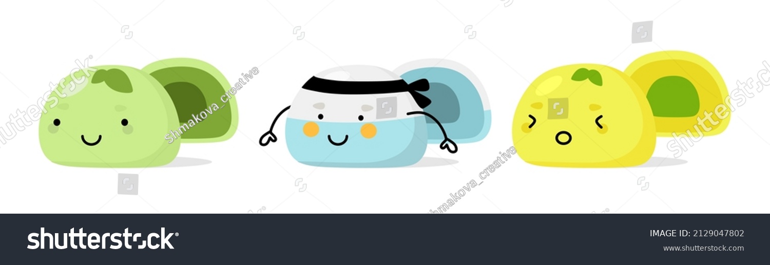 Mochi Character Design Japanese Cartoon Desserts Stock Vector (Royalty ...