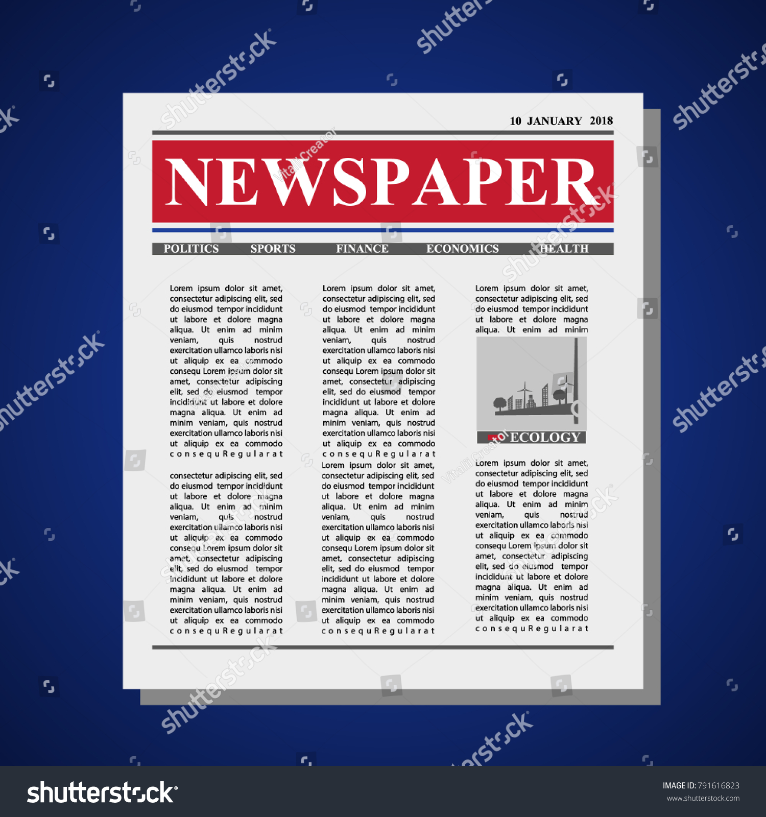 Mock Blank Newspaper Headline Text Pictures Stock Vector (Royalty Free ...