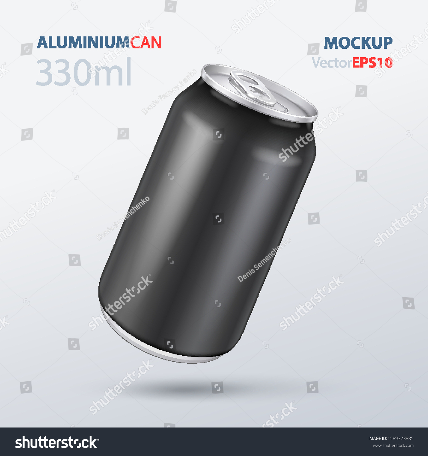 SVG of Mockup Black Metal Aluminum Beverage Drink Can 500ml, 0,5L. Beer, Soda, Lemonade, Juice, Energy. Mock Up Template Ready For Your Design. Isolated On White Background. Product Packing. Vector EPS10 svg