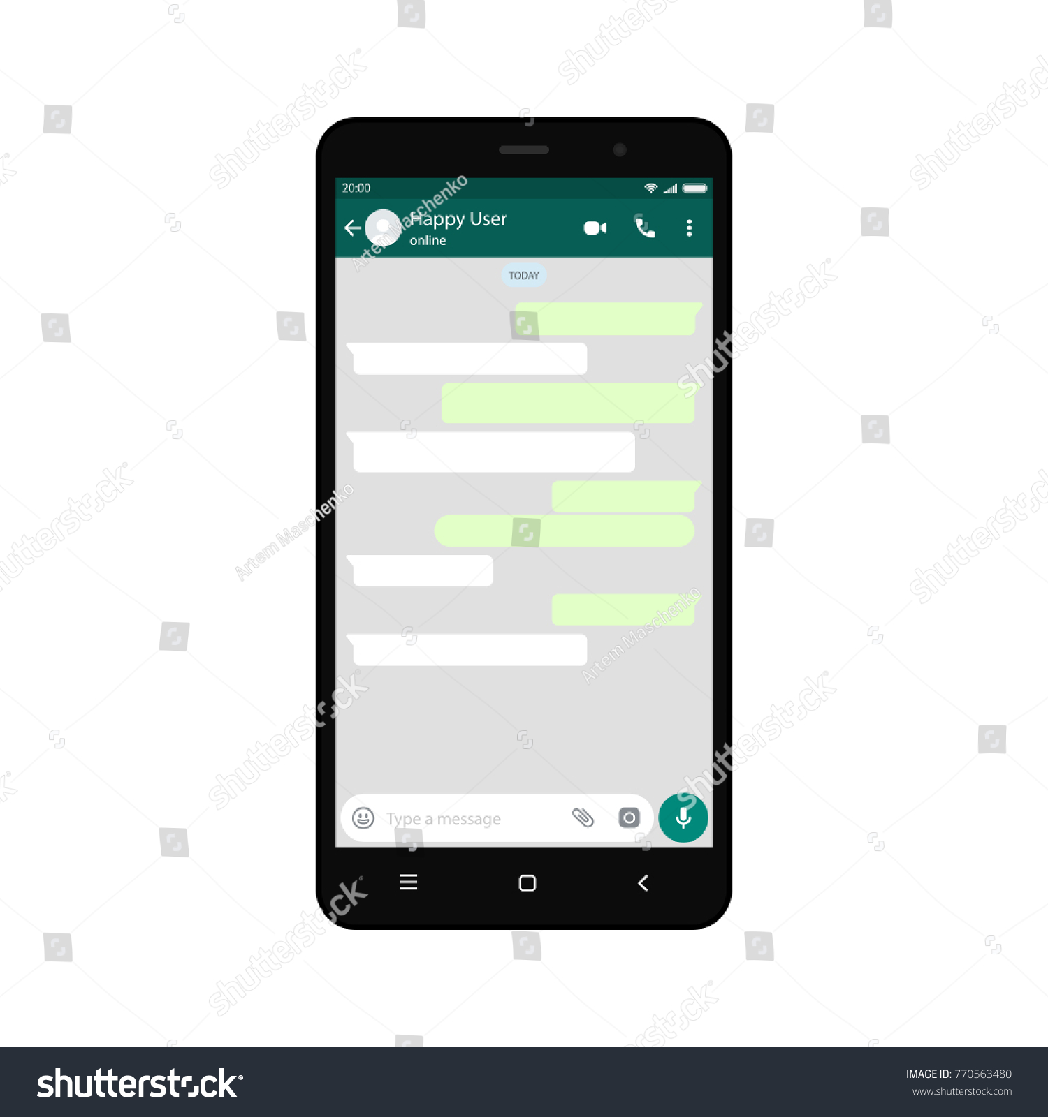 Download Mockup Phone Mobile Messenger On Screen Stock Vector Royalty Free 770563480