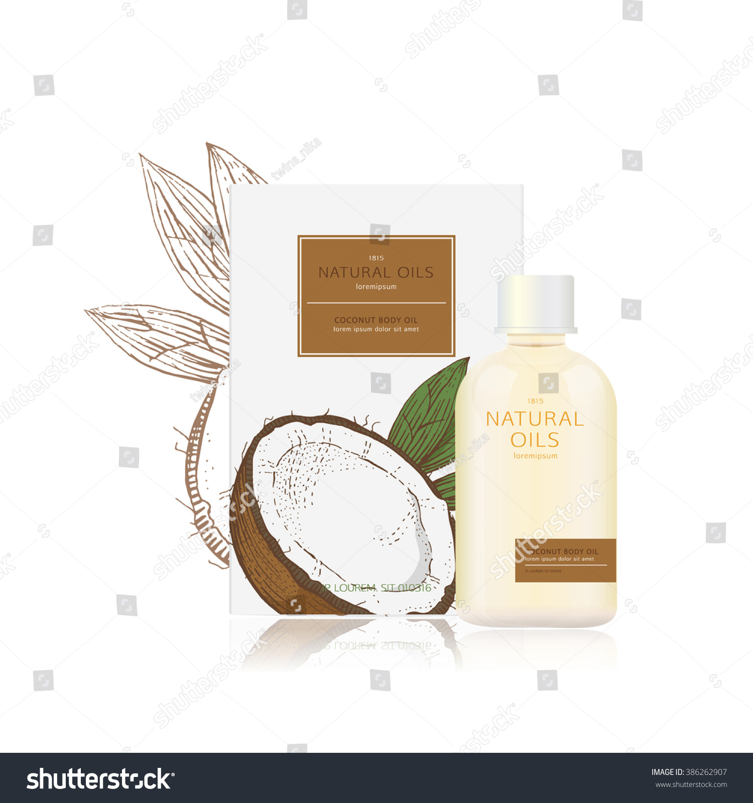 Download Mockup Tropical Oil Coconut Vector Packaging Stock Vector 386262907 - Shutterstock