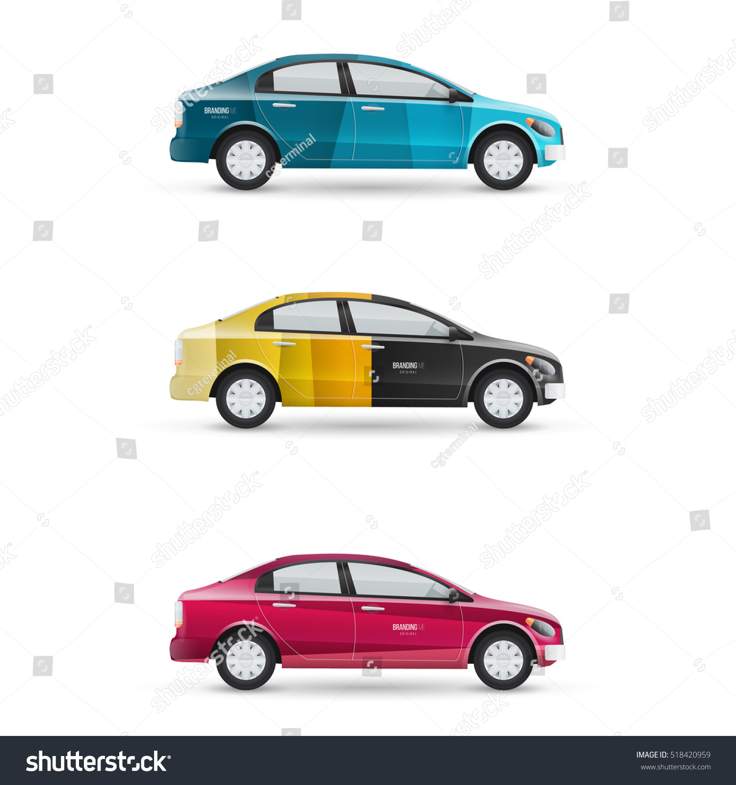 Download Mockup White Passenger Car Set Design Stock Vector Royalty Free 518420959 PSD Mockup Templates