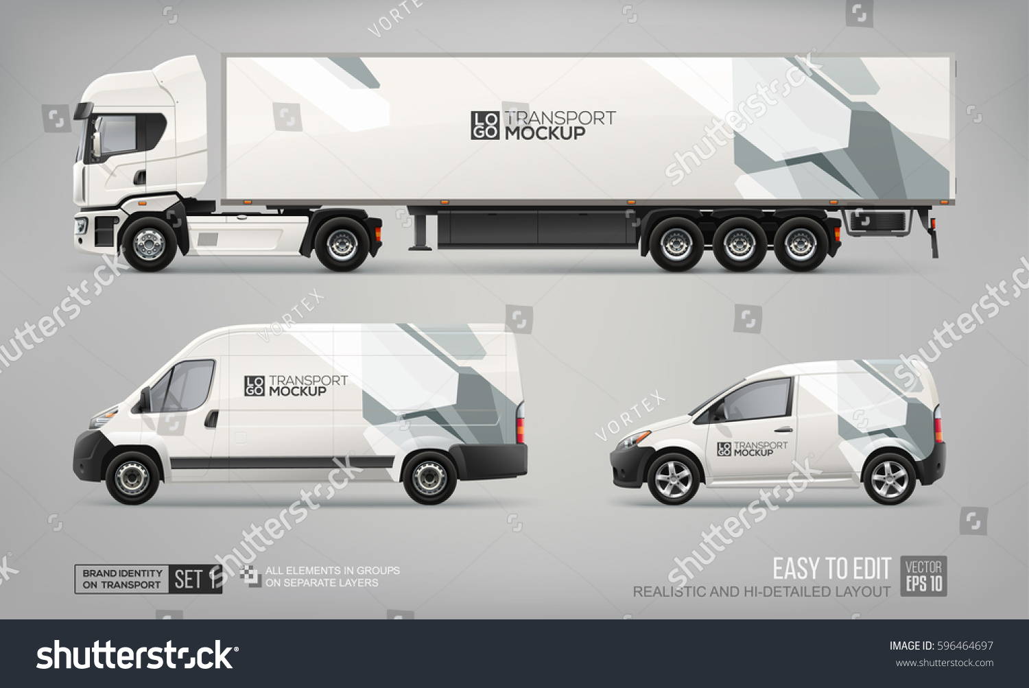 Download Mockup Set Hidetailed Truck Trailer Cargo Stock Vector ...
