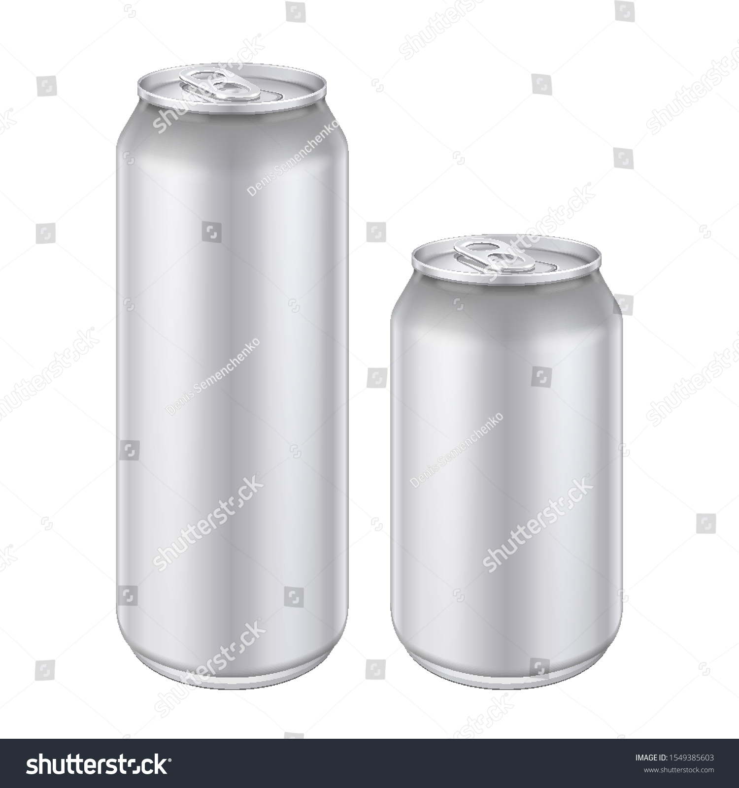 SVG of Mockup White Metal Aluminum Beverage Drink Can 500ml, 0,5L. Beer, Soda, Lemonade, Juice, Energy. Mock Up Template Ready For Your Design. Isolated On White Background. Product Packing. Vector EPS10 svg