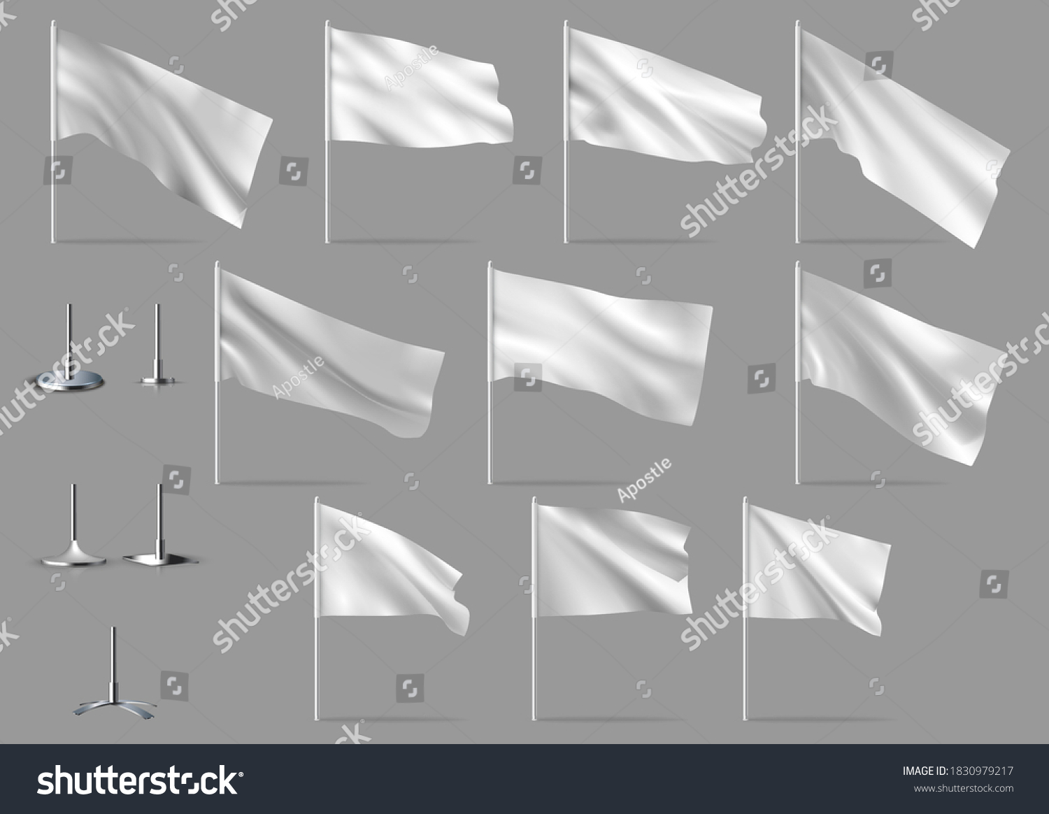 Mockups White Flags Vector Stock Vector (Royalty Free) 1830979217