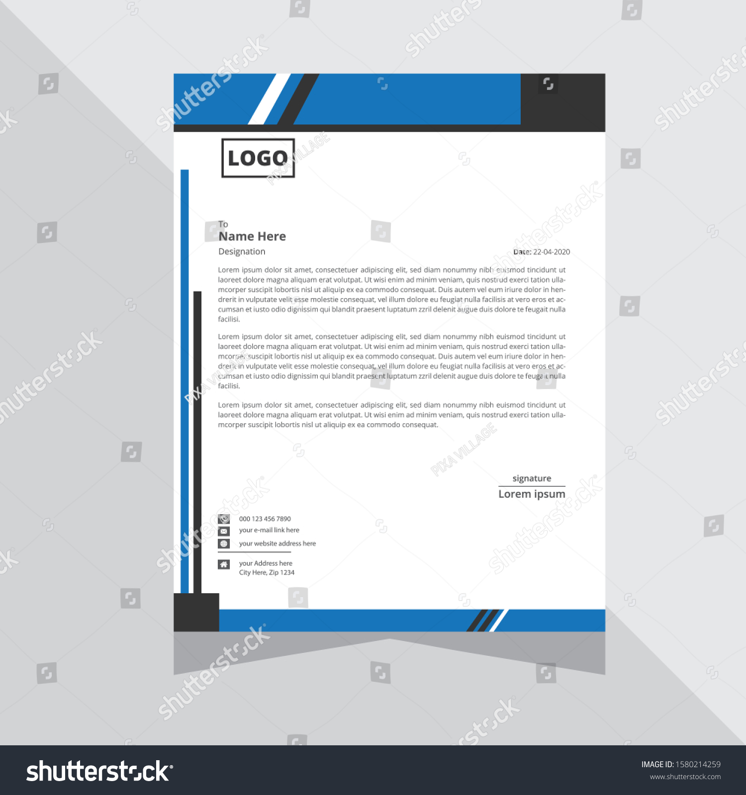 Modern Abstract Corporate Letterhead Pad Design Stock Vector Royalty   Stock Vector Modern Abstract Corporate Letterhead Pad Design Template 1580214259 