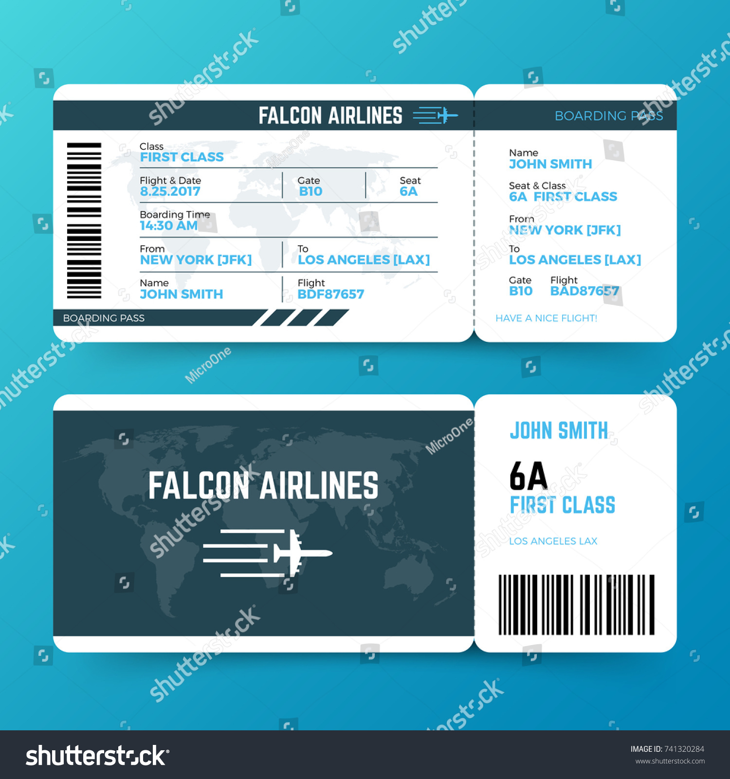 現代の航空機の旅行搭乗券ベクター画像テンプレート 航空券機と航空機 旅行機の航空イラスト のベクター画像素材 ロイヤリティフリー