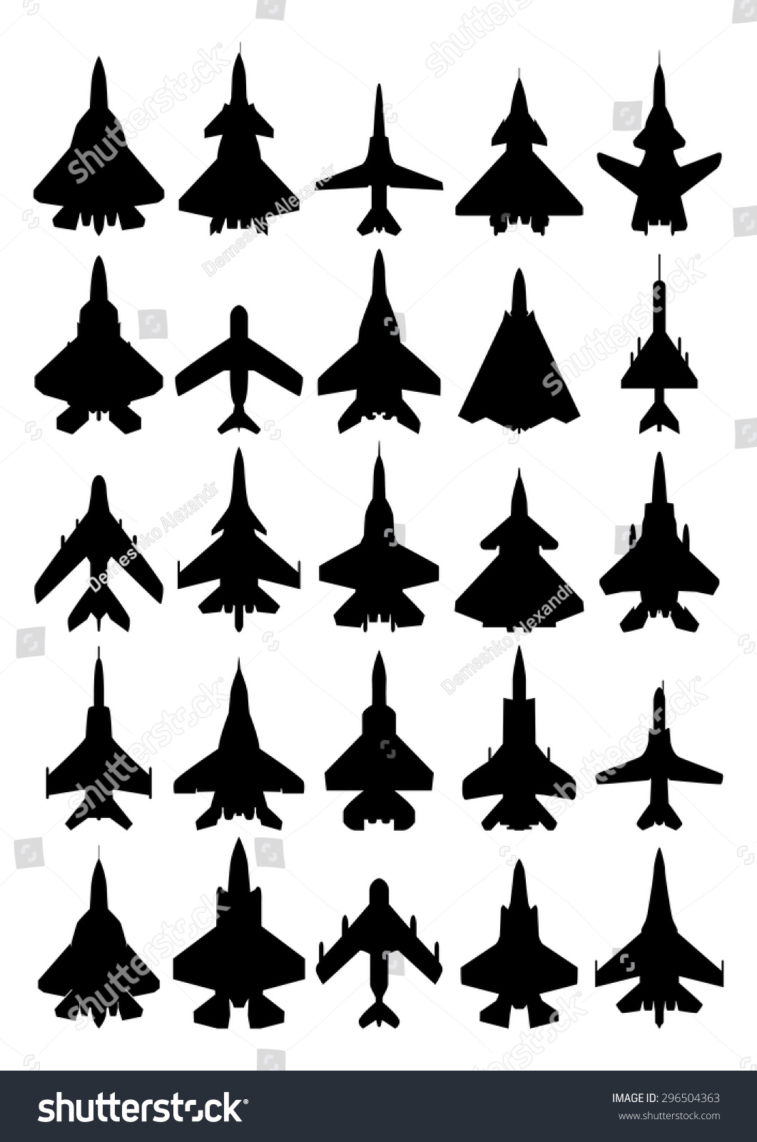 Modern Airplanes Silhouette Set Isolated On Stock Vector (Royalty Free ...