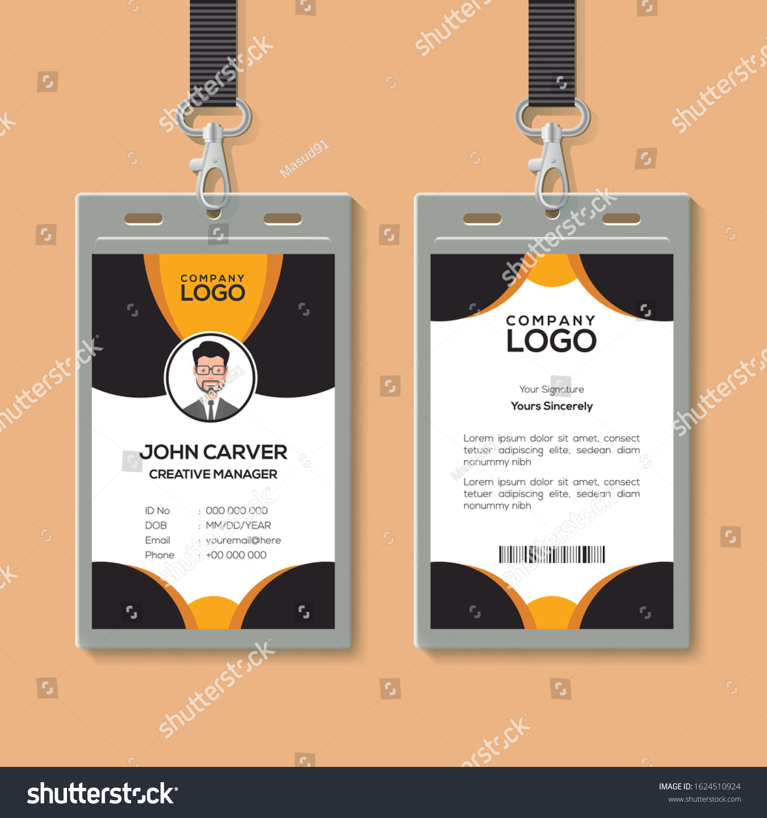 modern unique id card design template stock vector (royalty