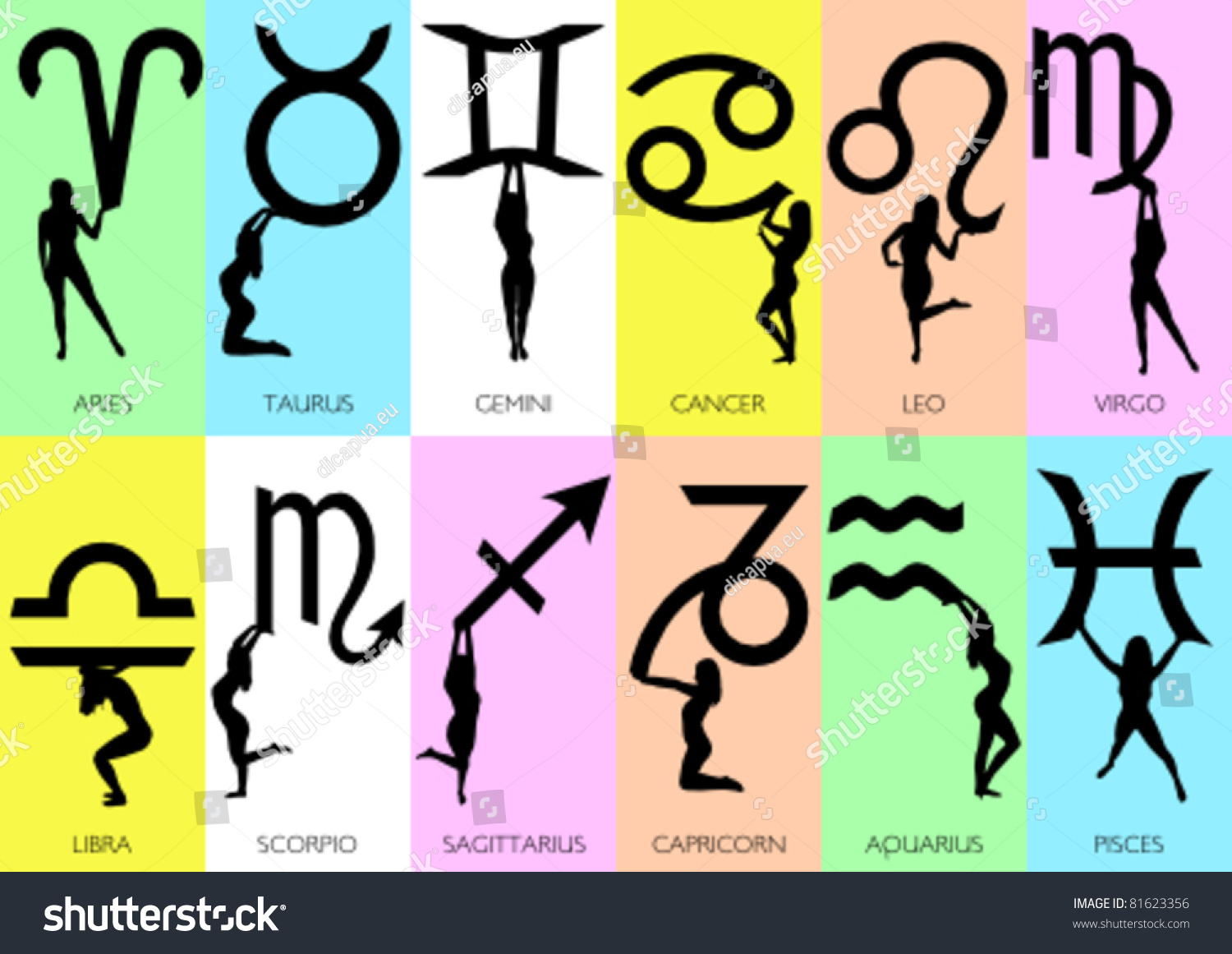 Modern Astrological Signs Aries Taurus Geminicancer Stock ...