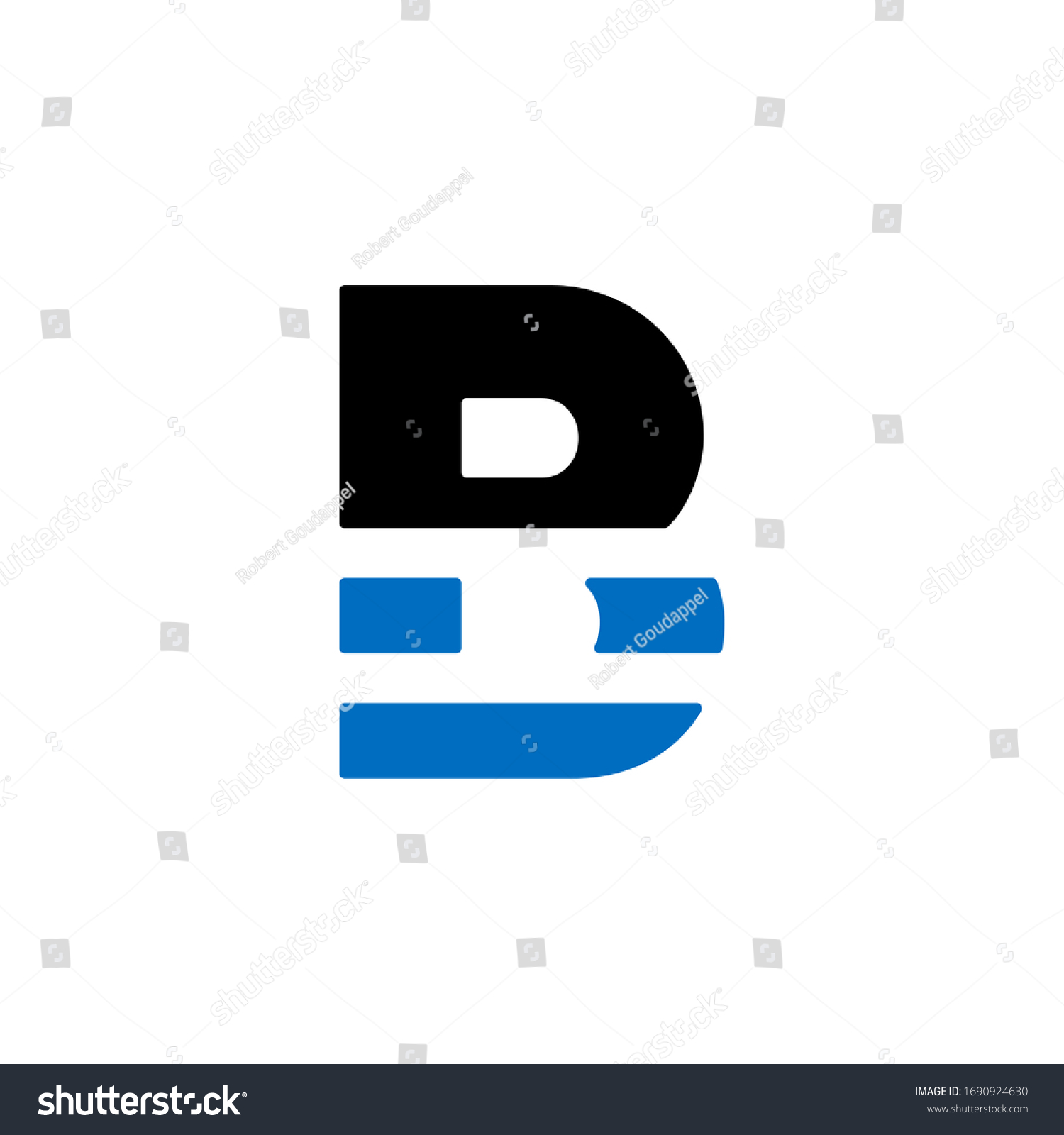 Modern Blue Geometric Vector Logo Letter Stock Vector (Royalty Free ...