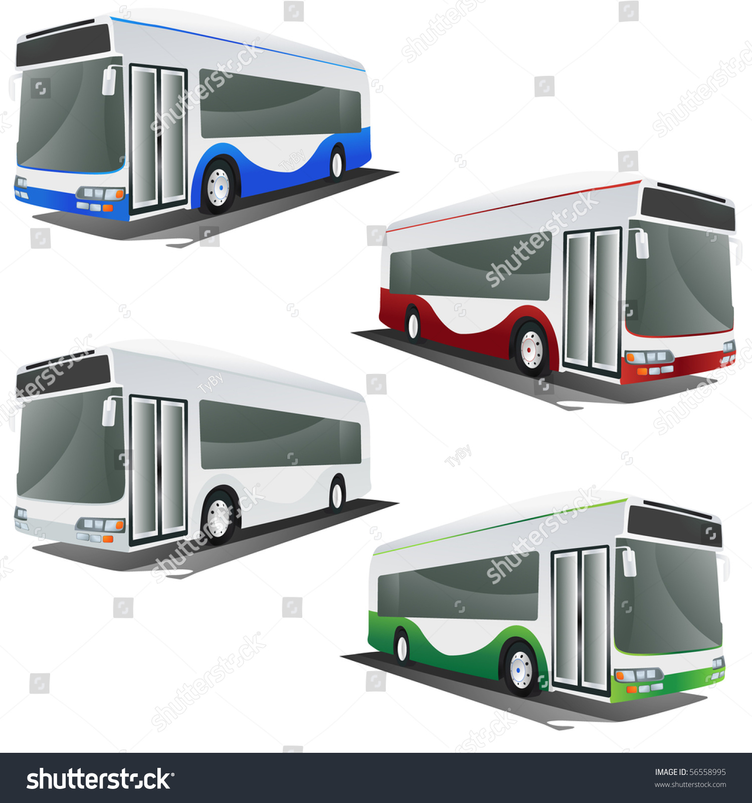 Modern Bus Set Vector Isolated On White - 56558995 : Shutterstock