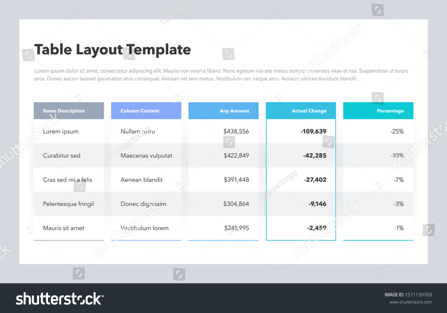 Modern Business Table Layout Template Flat Stock Vector (Royalty Free ...