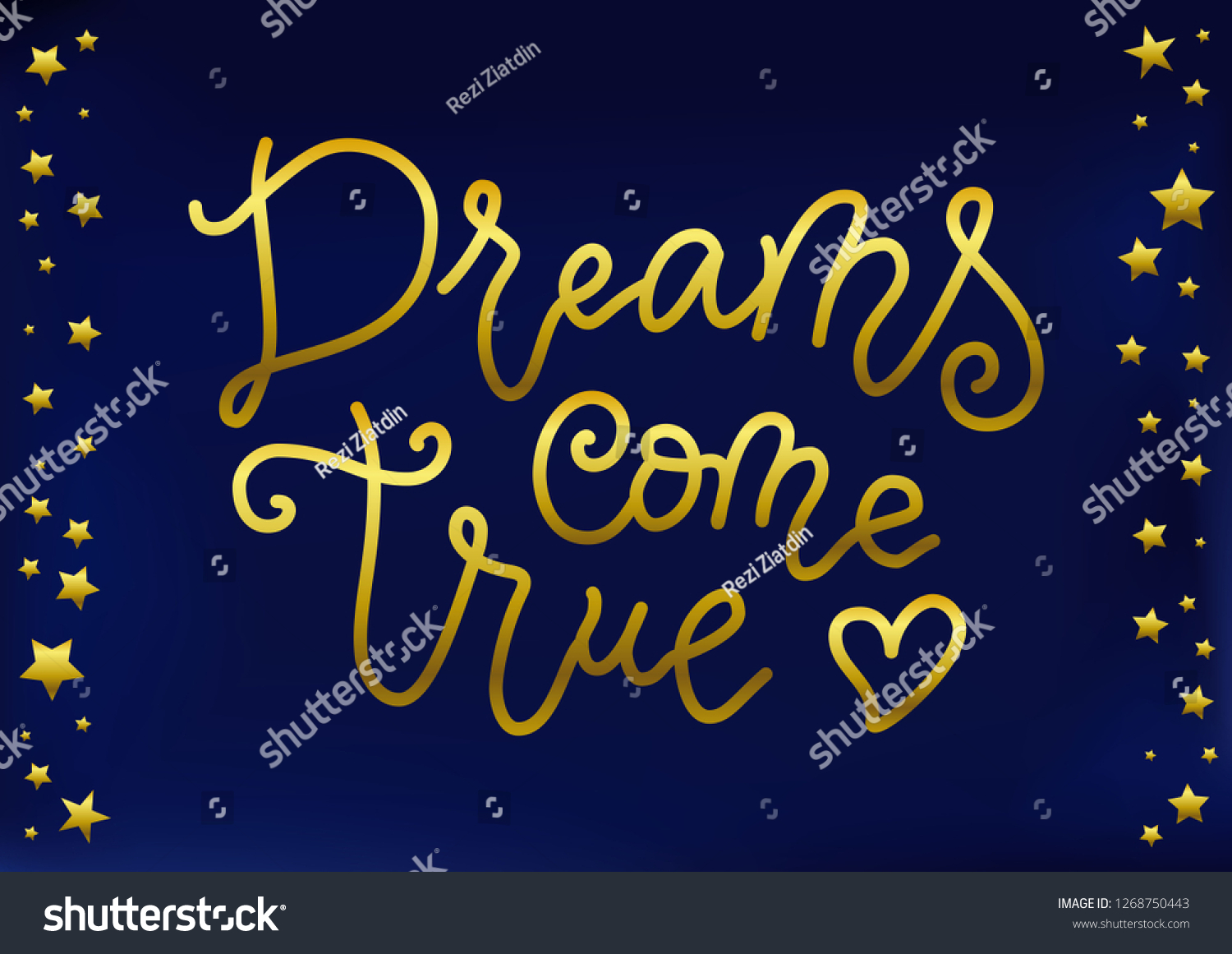 Modern Calligraphy Lettering Dreams Come True Stock Vektorgrafik Lizenzfrei