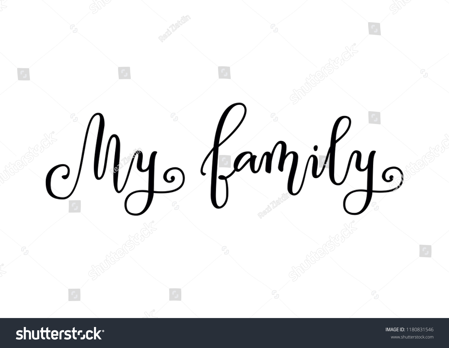 Modern Calligraphy My Family Black Isolated Image Vectorielle De Stock Libre De Droits