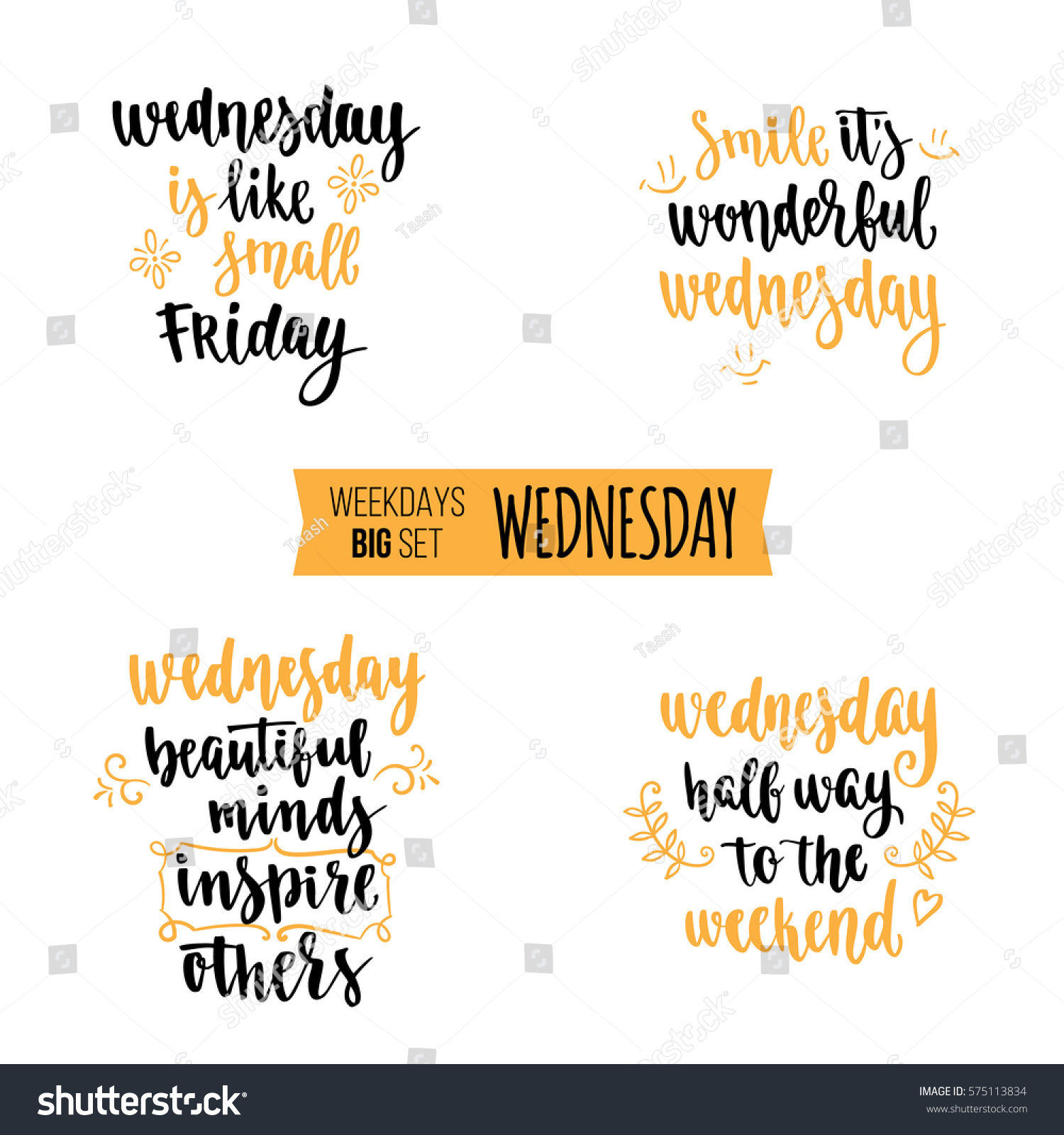 Modern Calligraphy Style Weekdays Motivation Quotes Stock ...